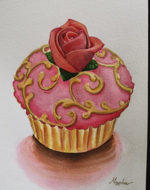 Un cupcake à l'aquarelle.
วาดไปหิวไป😋
#watercolor
#aquarelle
#สีน้ำ
#painting
#paintingclass