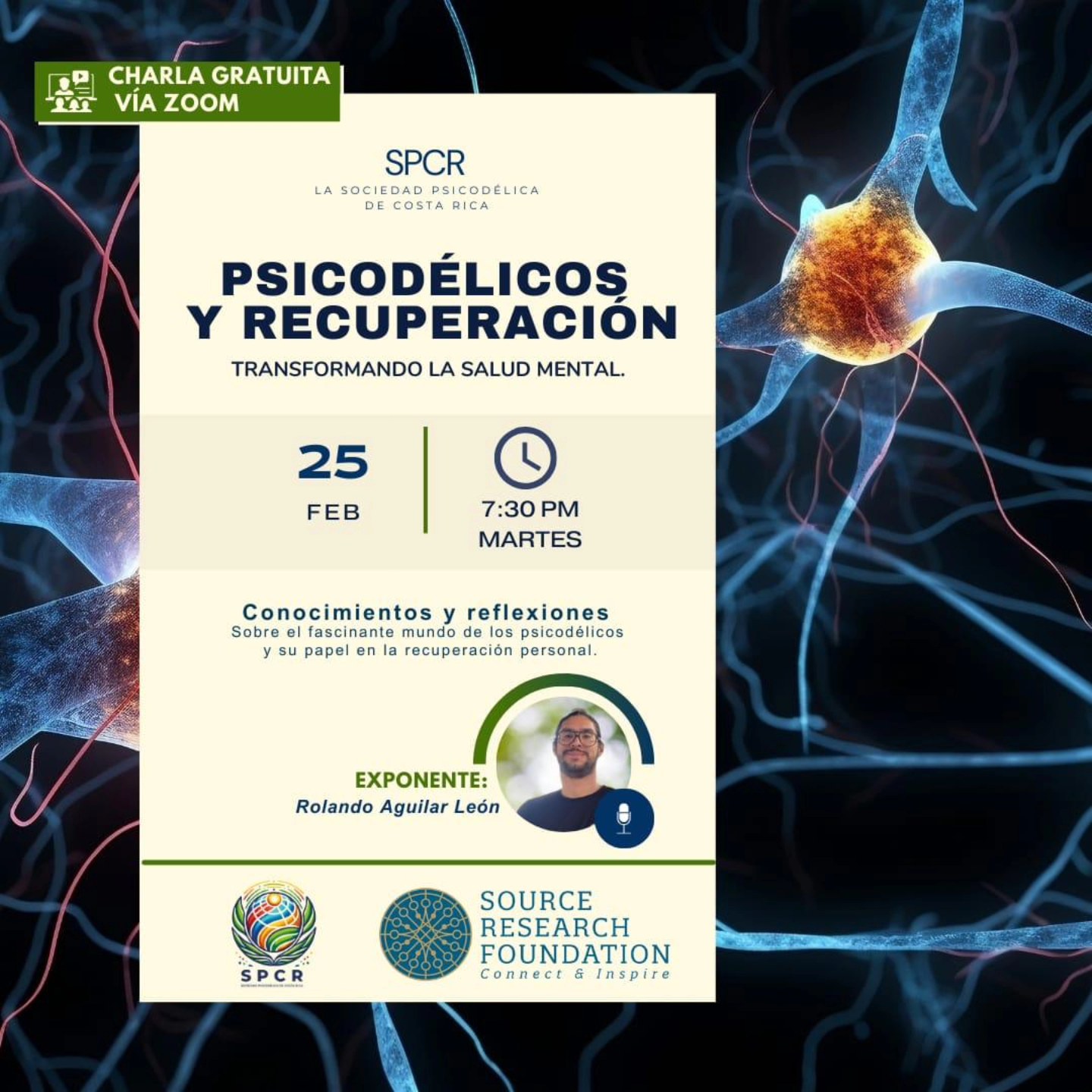 Nos complace mucho, como parte de nuestros objetivos del 2025 poner a disposición de la comunidad esta charla sin costo para todas las personas que sientan el interés de escuchar y compartir reflexiones sobre el fascinante mundo de los psicodélicos y su papel en la recuperación personal.
Nos vemos por Zoom.
Comenta con un 🍄 y te enviaremos el enlace por un mensajes privado 🙏