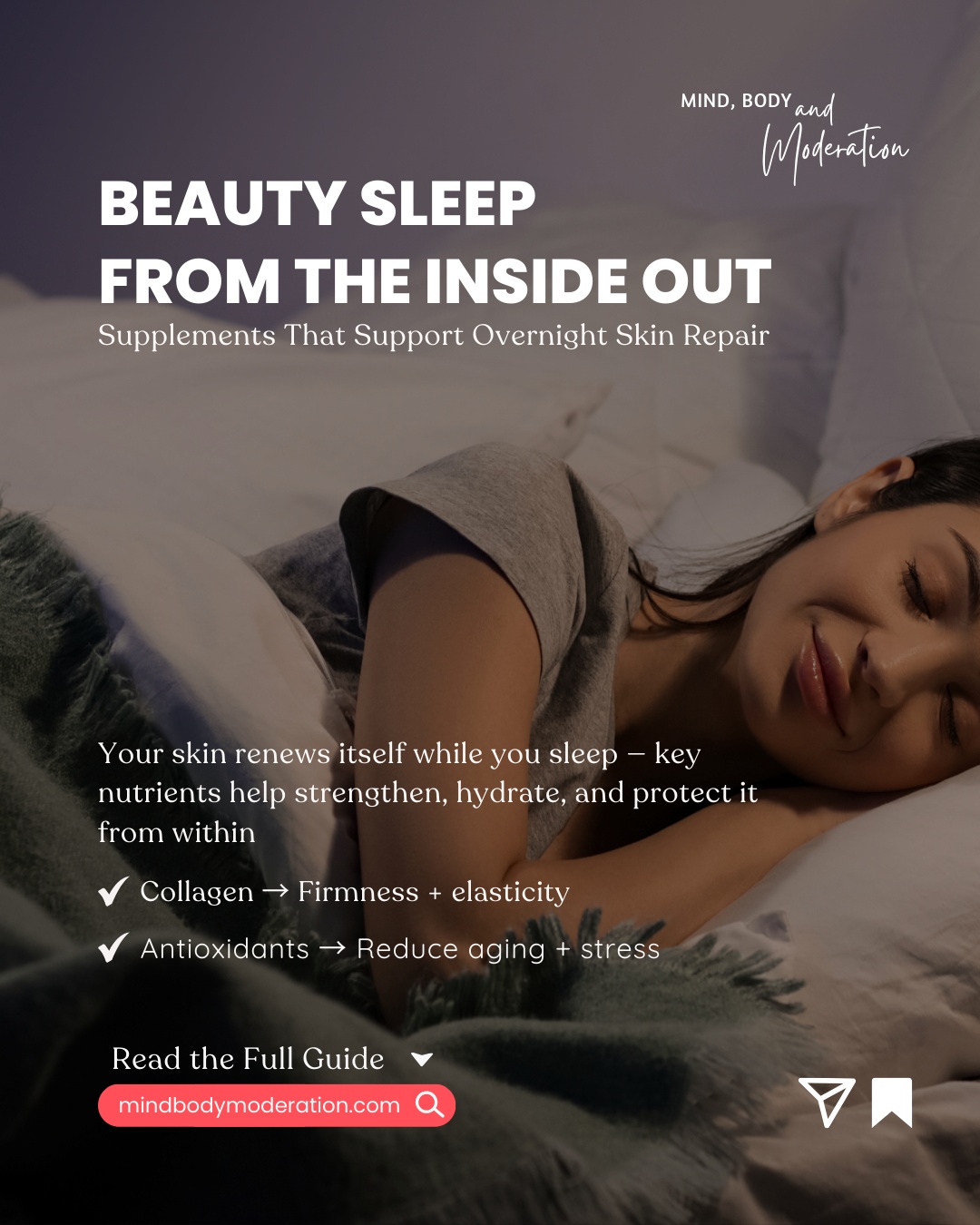 Your nightly skincare routine doesn’t end at the surface — your body does some of its most powerful skin repair while you sleep. ✨💤
But here’s what most people miss: certain supplements can enhance this overnight renewal, helping your skin look smoother, brighter, and more hydrated by morning.
From collagen and antioxidants to omega-3s, magnesium, and zinc, these nutrients work with your body’s natural nighttime repair cycle to support firmness, reduce inflammation, boost hydration, and calm stressed skin.
If you're ready to elevate your “beauty sleep” from a saying to a science-backed ritual, this guide breaks down exactly what to take and why it works.
👉 Comment “BEAUTY SLEEP” and we’ll send you the full expert guide!
#MindBodyModeration #BeautySleep #SkinWellness #WomenOver40 #GlowFromWithin