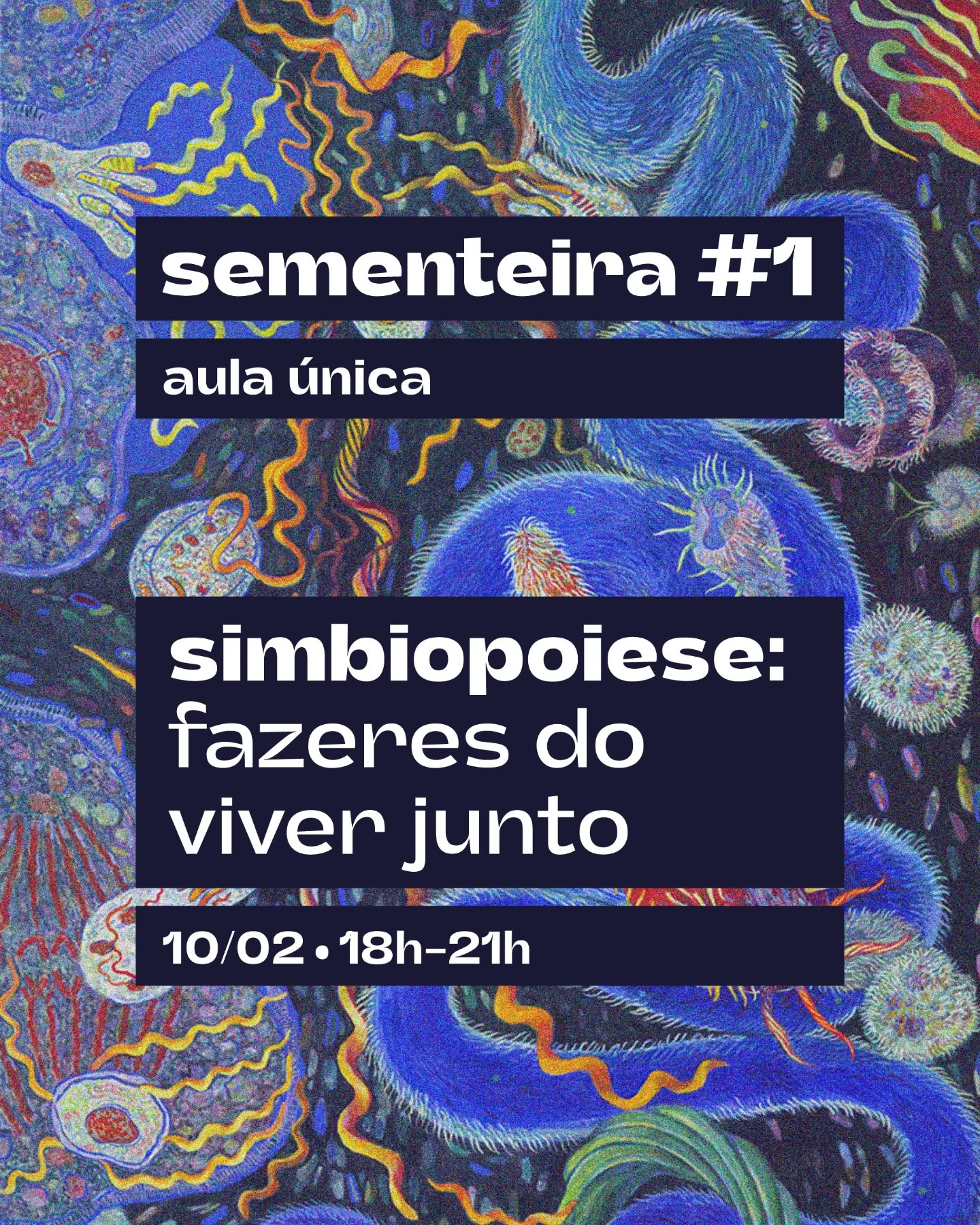 A sementeira é um novo formato do encontro do humusidades, com a proposta de uma aula única, que apresenta, de modo panorâmico, um tema, uma questão, um conceito. Na aula, autores e referências vinculadas ao tema tratado são elencados e discutidos, abrindo a possibilidade para aprofundamento de estudos após o encontro.
Nesta primeira edição, com duração de três horas, faremos um giro que parte do conceito de simbiose, tal como proposto por Lynn Margulis, para pensar os fazeres implicados no viver junto. Para isso, visitaremos também as obras de Anna Tsing e Donna Haraway, que colocam a simbiose em movimento.
Levando a sério o “algo mais” que a simbiose requer, Haraway e Tsing nos conduzem até as artes vivazes de viver junto, em meio à perturbação. Simbiose, aqui, pode ser pensada como a produção de um “algo mais” que envolveria questões e processos de colaboração. Entretanto, com ela podemos também considerar as colaborações entre tradições de conhecimento, bem como aquilo que Tsing nomeia de "paisagens multiespécies no Antropoceno", e que, nos termos de Haraway, tem a ver com processos de mundificação que nos convocam a "ficar com o problema".
A aula tem especial interesse para pessoas que desejem se aproximar das obras de Haraway, Margulis e Tsing, bem como para aquelas que gostariam de mergulhar um pouco mais a fundo nas múltiplas relações tramadas por essas três autoras para pensar, enfim, sobre a continuidade da vida.
A sementeira #1, “simbiopoiese: fazeres do viver junto”, acontece no próximo dia 10 de fevereiro, das 18h às 21h. Mais informações e inscrições pelo humusidades@gmail.com
.
.
.
design por @isisdaou com imagem de “Endosymbiosis. Homage to Lynn Margulis”, de Shoshanah Dubiner, disponível em www.cybermuse.com