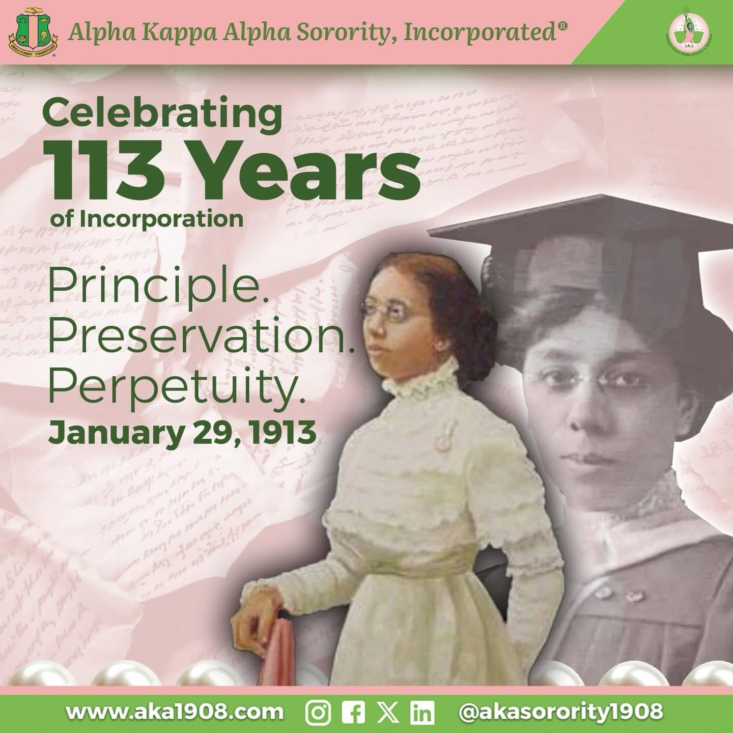 On this day, we did more than step pretty.. We made a FIRST move that secured the legacy.
On January 29, 1913, led by the visionary and fearless Nellie M. Quander, Alpha Kappa Alpha Sorority, Incorporated® became officially incorporated and protected. Sister Nellie’s leadership ensured that what our Founders built would not only last, but be preserved with intention, structure, and foresight.
This was legacy protection in real time. This was a woman seeing ahead, standing on business, and safeguarding the future of our sisterhood.
113 years later, we are still benefiting from that bold decision, built on Principle, Preservation, and Perpetuity.
Happy Incorporation Day, Sisters!🩷💚
#AKAIncorporationDay #PrinciplePreservationPerpetuity #SoaringWithAKA #AKA1908