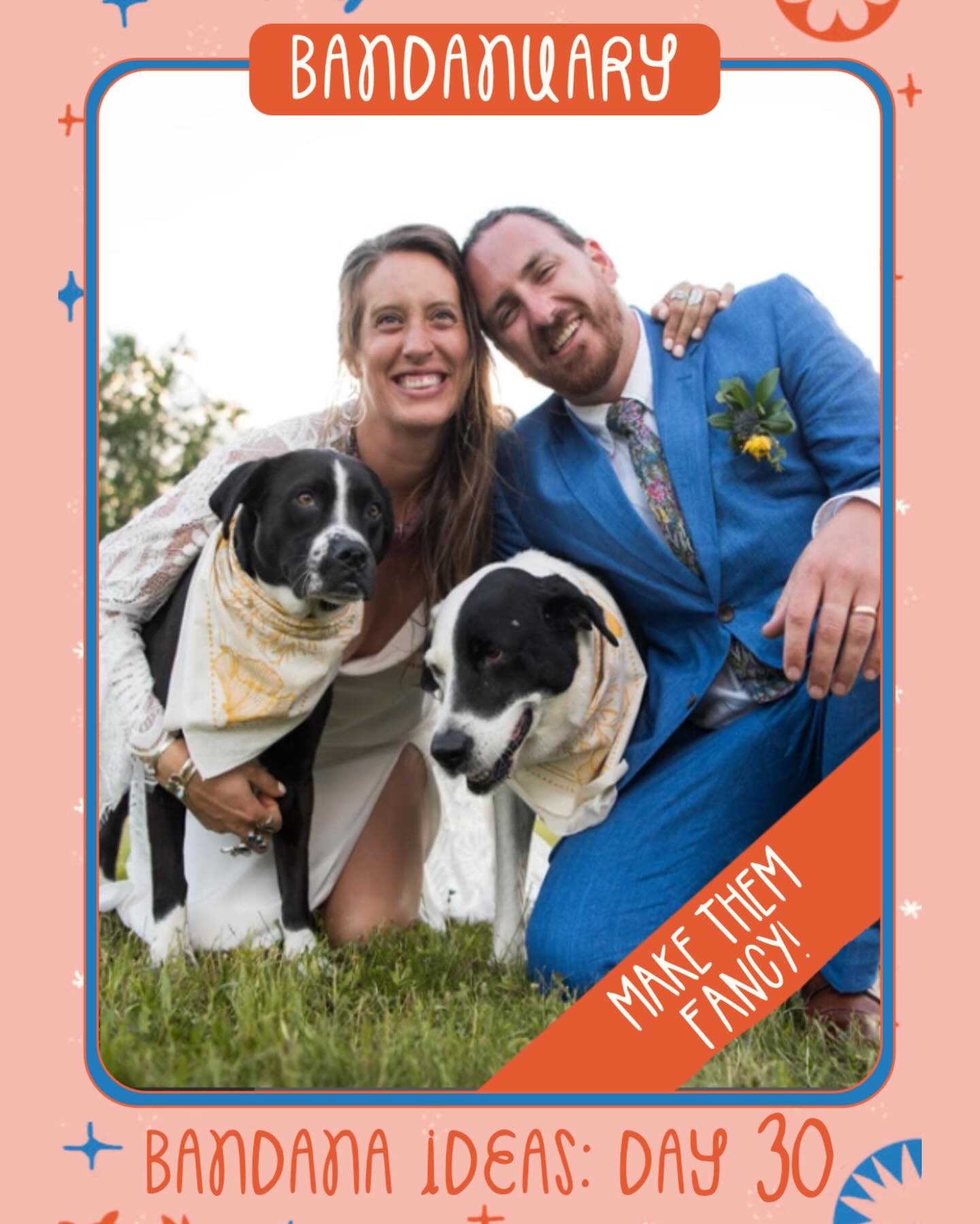 Bandanuary: Day 30! Make those bandanas fancy by pairing them with a suit or dress (as a pocket square or other accessory). Plus, we LOVE the matching 💜
.
.
.
#bandanuary #wedding #fancy