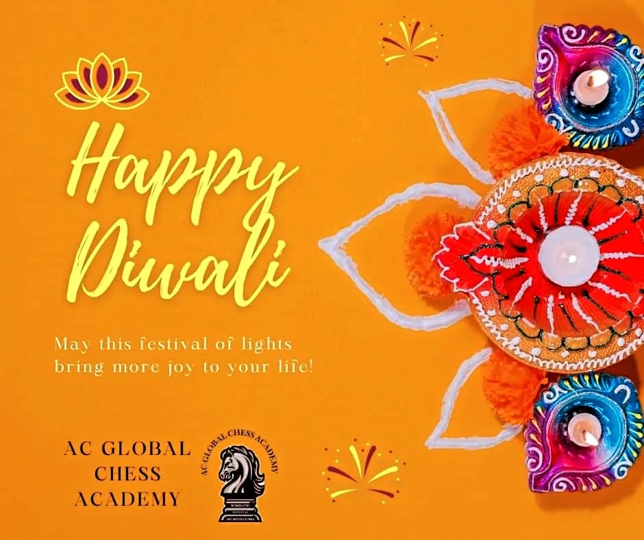 Warmest Greetings and Happy Diwali to all our students, families and friends! Like chess, your life may be filled with strategic moves and brilliant victories.
As you light the diyas, may each flicker illuminate new paths and opportunities. May you checkmate all challenges and enjoy the sweet victories with your loved ones.
Wishing you a festive season full of joy, wisdom, and the brilliance of every pawn turned into a queen! 🪔♟️
#ChessNotCheckers #ChessForLife #diwalichess