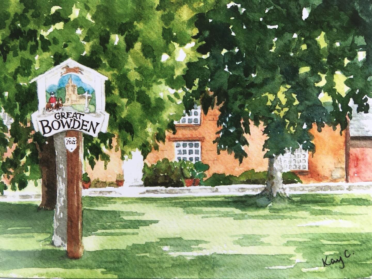 Another print of our lovely Great Bowden village sign sold recently at Weltons. One of 6 available for sale in the shop#weltonsdeli1 #greatbowden #marketharborough #leicestershireartist #leicestershirecraftcentre