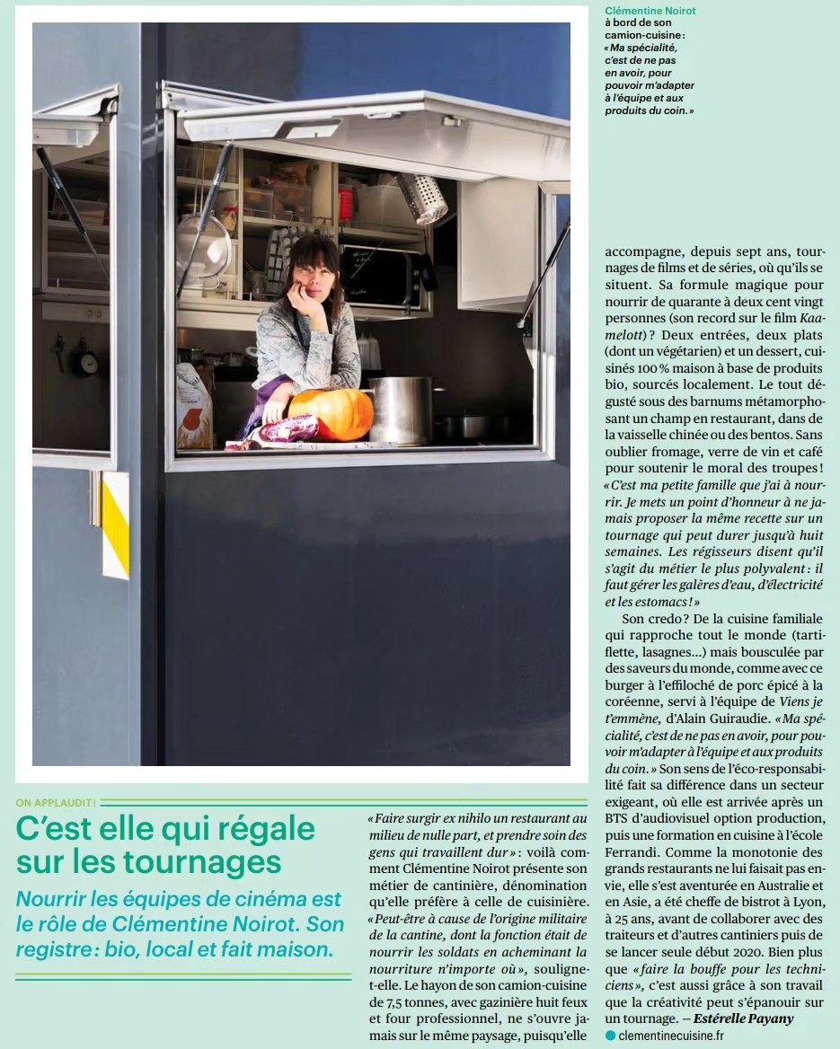 T'avais pas vu ?!?
Il y a quelques mois, on parlait de mon travail dans le @telerama...
Incroyable de se retrouver dans ces lignes quand étudiante en école de cinéma je lisais ces pages.
J'ai beaucoup de reconnaissance pour @esterelle qui a eu cette belle idée de mettre en avant le métier de cantinière de tournage dans son portrait.
Et même que Carine Bécard en a parlé dans sa revue de presse sur @franceinter!
C'est fou !