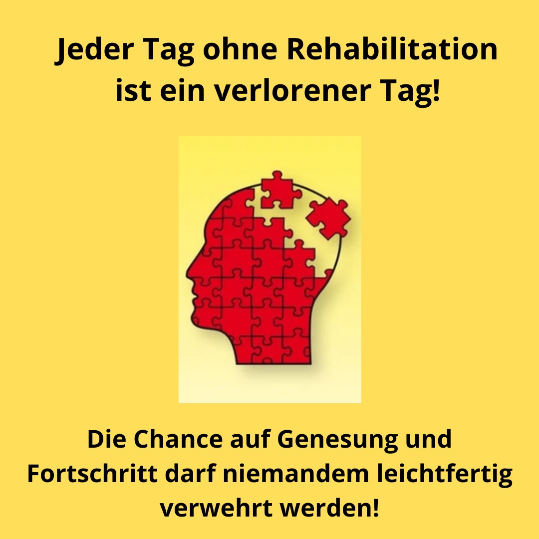 Für das Recht auf Rehabilitation
Seit 35 Jahren kämpfen wir für Menschen mit erworbener Hirnschädigung. Für ihr Wohlergehen und ihr unveräußerliches Recht auf Rehabilitation!
Häufig erreichen uns verzweifelte Hilferufe von Angehörigen, dass die dringend notwendige Frührehabilitation (Phase B) verwehrt wird. Stattdessen sollen die Betroffenen direkt in eine Pflegeeinrichtung entlassen werden.
Das ist inakzeptabel!
Ein Appell an alle Angehörigen:
• Hinterfragen Sie frühzeitig die Pläne des Behandlungsteams.
• Bestehen Sie auf einer rehabilitativen Perspektive.
• Holen Sie sich im Zweifel unabhängige Beratung.
Denn es könnte jeden von uns treffen: Ein Schlaganfall, ein Schädel-Hirn-Trauma. Wollen wir dann, in unserer verletzlichsten Phase, ohne Chance auf Therapie dastehen?
#Hirnschädigung #Rehabilitation #Frühreha #PhaseB #Patientenrechte #Ethik
👉 Teilt diesen Beitrag, um Aufmerksamkeit zu schaffen. Betroffene finden auf unserer Website Unterstützung und Beratung.