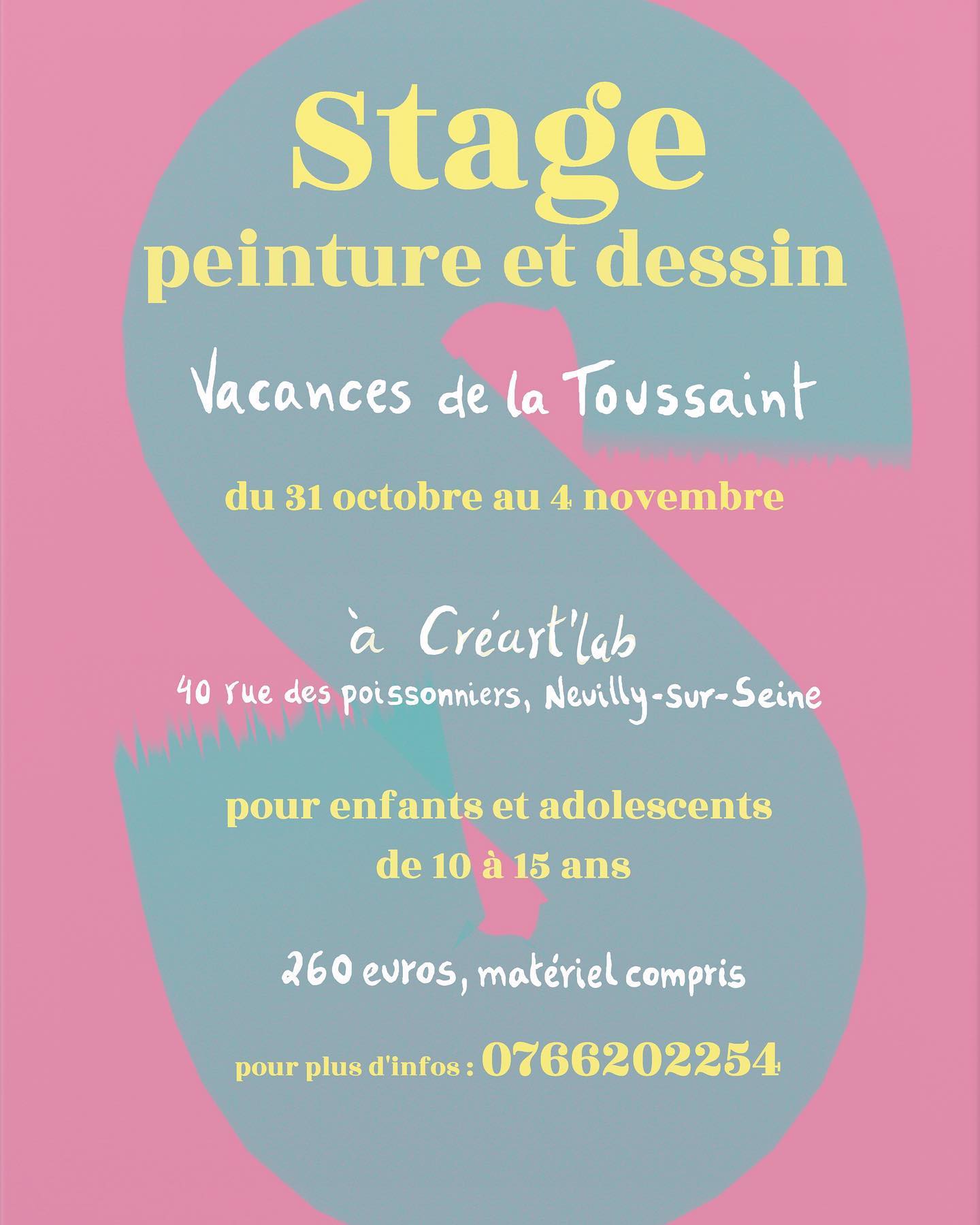 DEUXIÈME SEMAINE DE VACANCES DE LA TOUSSAINT
Nous vous proposons un stage de dessin et peinture proposé par l’artiste plasticien Nelson Melo.
🎨 ✏️
#neuillyjournal #neuillysurseine #stagedessin #stagevacances #stagepeinture