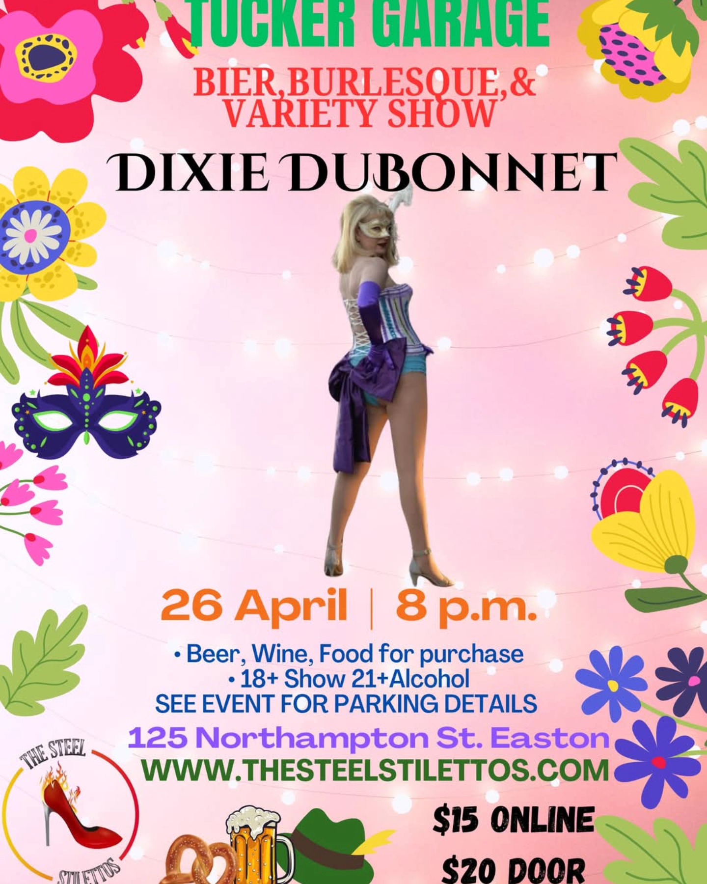 Meet your Cast :
Dixie DuBonnet PERFORMER
"Society's Bad Girl"
Tucker Garage : Bier, Burlesque, & Variety Show
#thesteelstilettos #tuckergarage #eastonpa #performingarts #burlesque #burlesqueshow