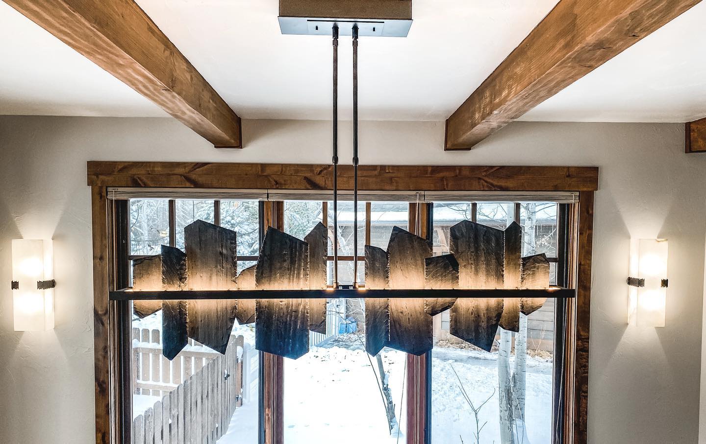 Sneak peak at one of my favorite lighting packages in a remodel to date… Hubbardton Forge does not f$@k around when it comes to badass lighting! #makeeverythingbadass #interiordesign #interiorremodel #kitchenremodel #whitefishmontana #hubbardtonforgeardesiapendant #slatelightfixture #madeinamerica #alabastersconces #uttermostlighting #strongholddesign