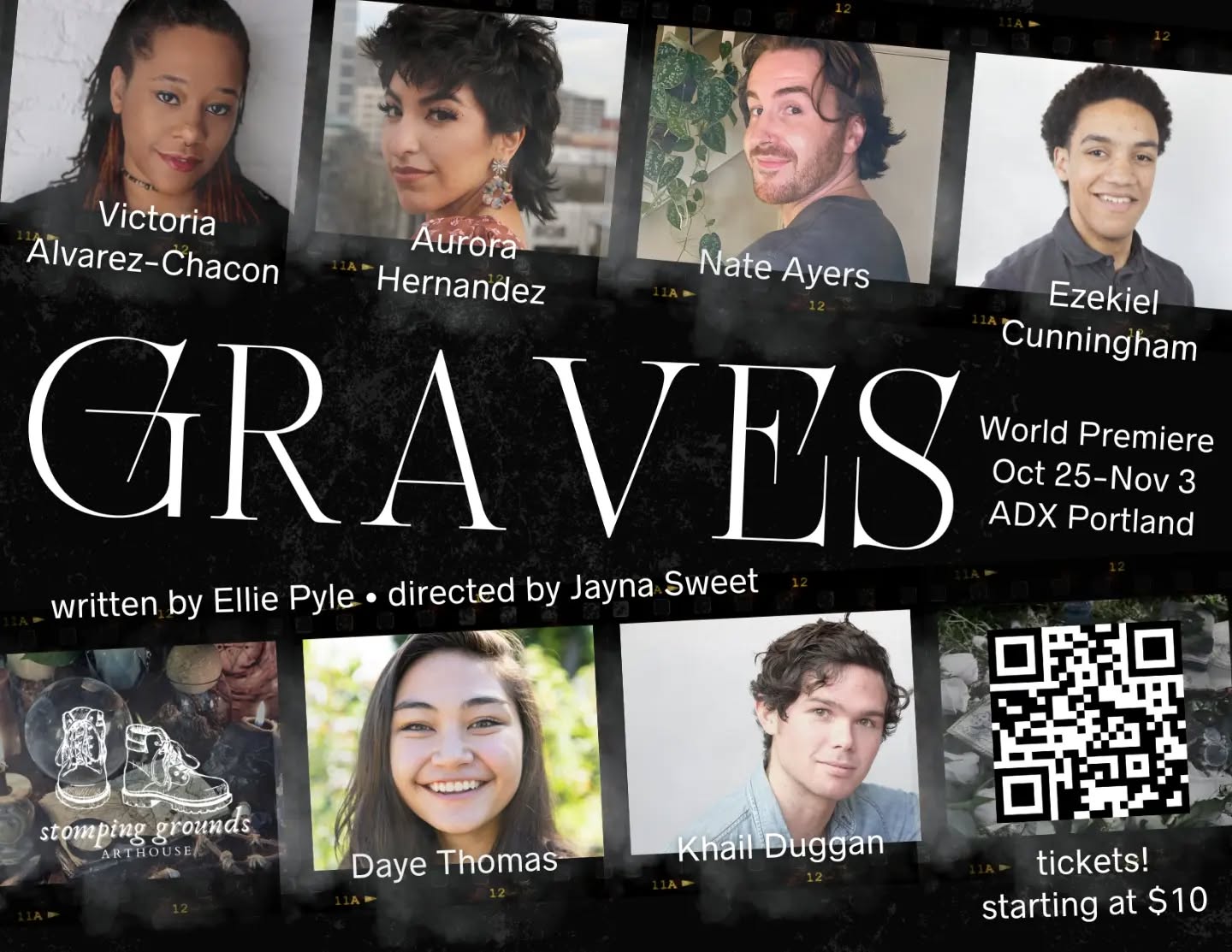 Our 2024 full production is a grounded, haunting, thought-provoking world premiere: "Graves" by Ellie Pyle.
And, I'm sorry, are you KIDDING?? This cast is absolutely stacked. We are thrilled to announce to you our phenomenal performers joining the team to bring "Graves" to life in front of your eyes.
Daye Thomas as Anelle
Khail Duggan as Sam "Graves"
Victoria Alvarez-Chacon as Hecate
Aurora Hernandez as Mina
Nate Ayers as Rafe
Ezekiel Cunningham as Vin
"Graves" runs from Oct 25-Nov 3 at ADX Portland. Tickets are sliding scale, from $10-25.
Hit the link in our bio to snag your ticket NOW! Turn on notifications for us so you don't miss any of the amazing updates, BTS, and interviews coming your way.
Who's ready for spooky season???