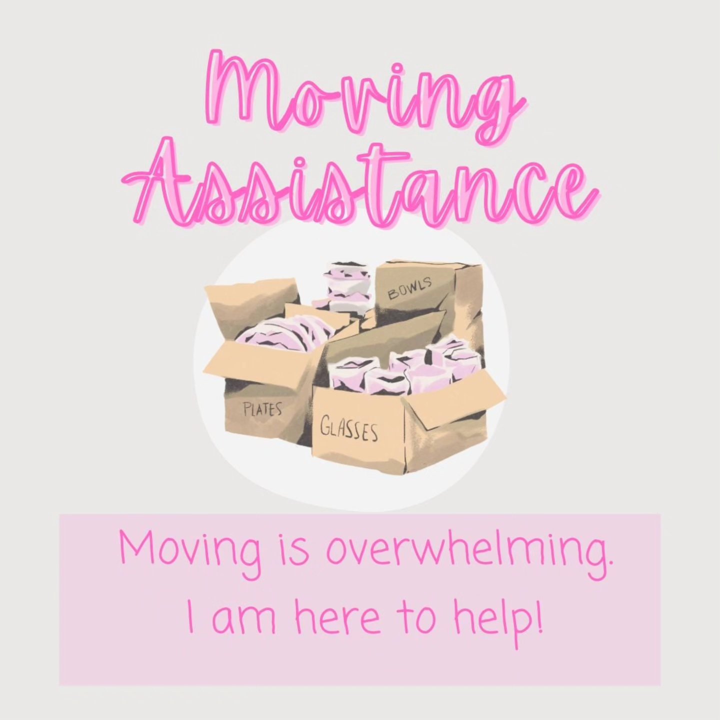 You know when you're getting closer to your moving date and you hit that stage of overwhelm and panic? You're looking around and you're half packed and feel frozen?
That's when people usually call me in!
I can help with coordinating the remaining details, decluttering, packing and even unpacking if you'll be local on the other end.
You'll still want to utilize movers, potentially a junk removal team, and purchase supplies. But I can talk you through these details as well as wrap your items safely for transport.
Most often I offer this service to those downsizing into assisted living or other small accomodations but I'm happy to discuss your specific situation and see how I can be of help.