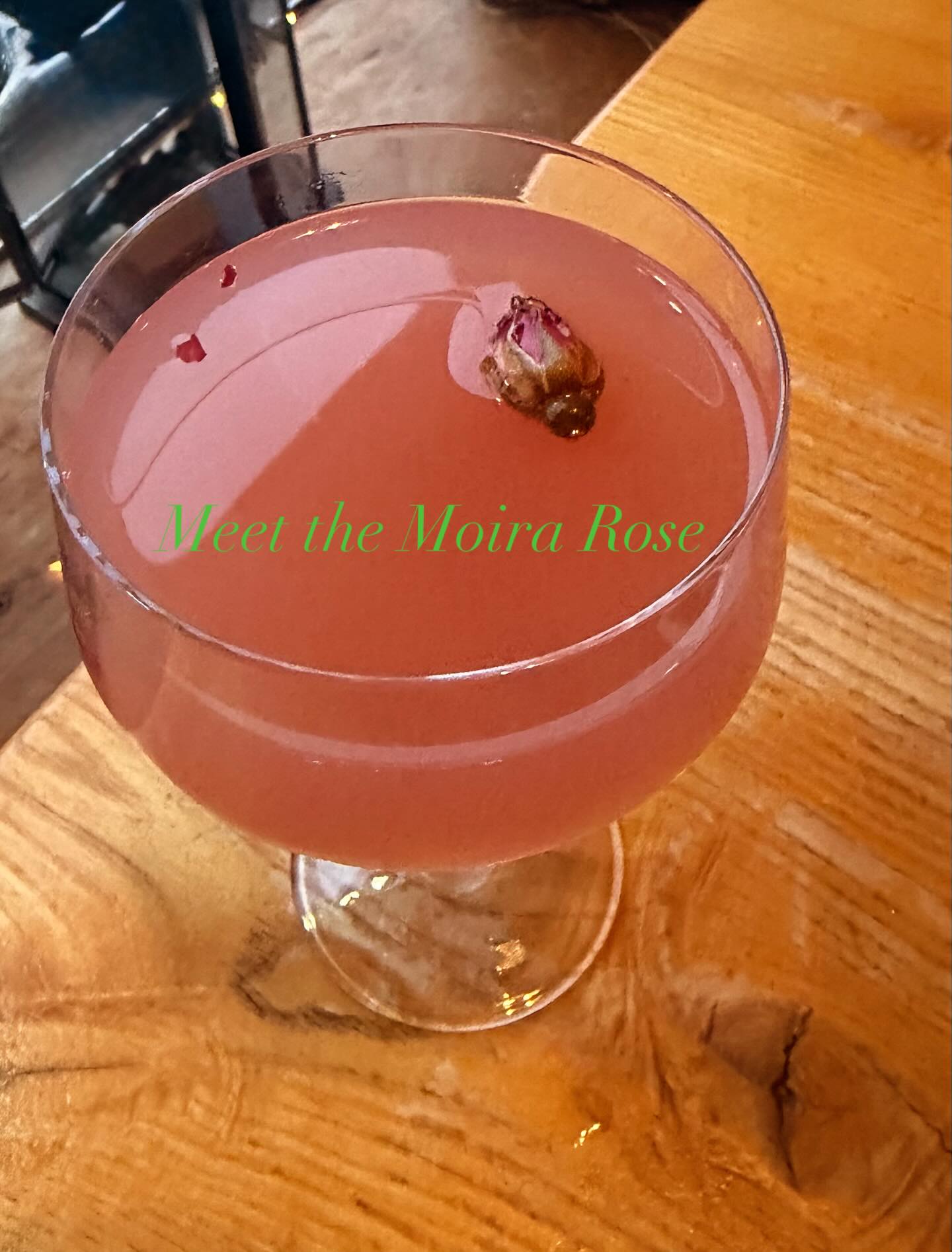 In honor of the incredible Catherine O’Hara - we present you with the Moira Rose - on special this weekend - the perfect cocktail to have a prodigious confabulation with your favorite Bebe- Ms O’Hara - thank you for the laughs - you will be missed ❤️🩹