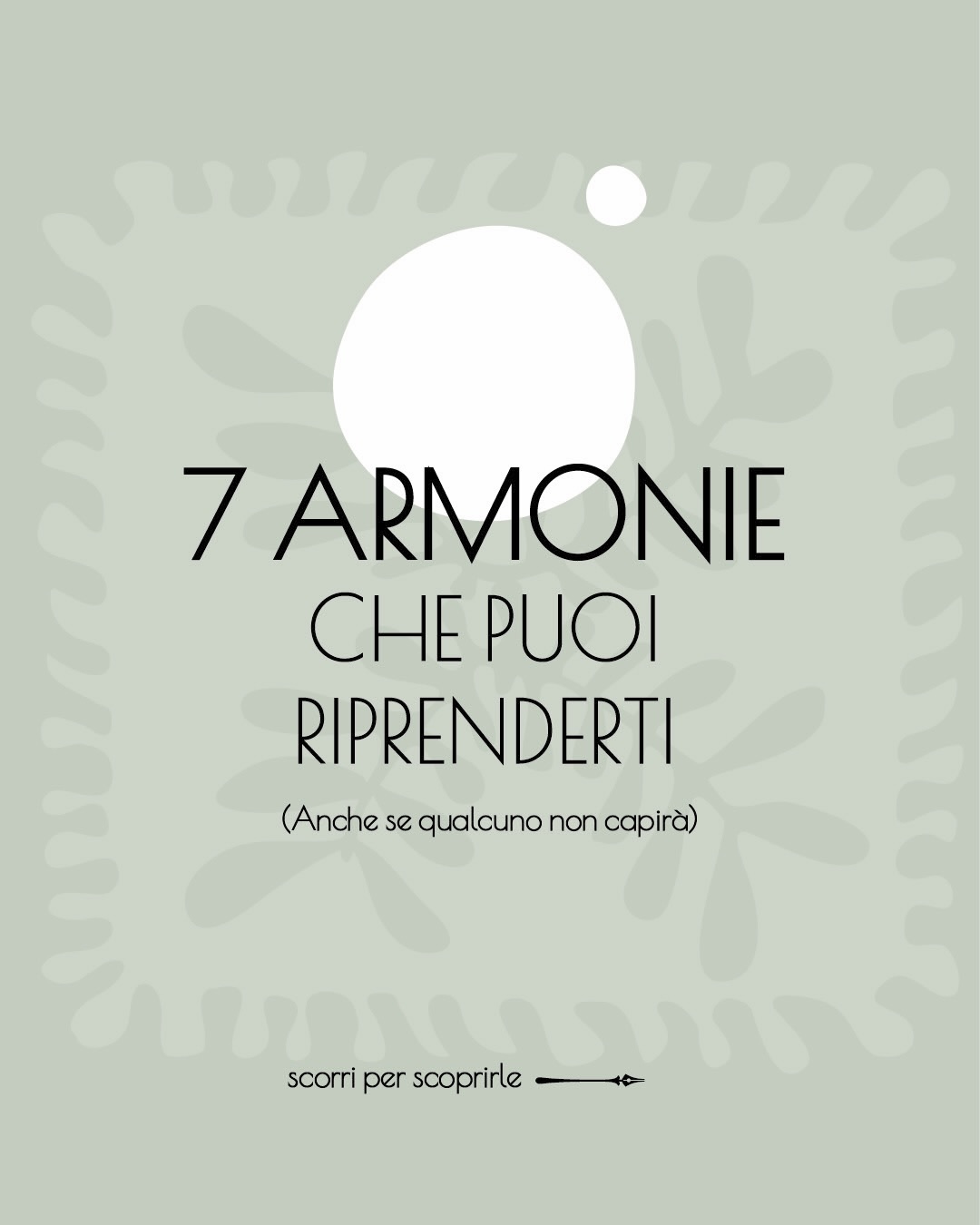 Ci insegnano a fare,
a rispondere,
a riempire le giornate.
Raramente ci insegnano a sentire.
Nella Medicina Tradizionale Cinese
l’energia non si forza.
Si ascolta.
Si accompagna.
Queste armonie non sono regole,
sono permessi interiori.
Piccoli ritorni a casa.
Non serve praticarle tutte.
A volte ne basta una sola,
quella che oggi ti chiama di più.
Quale senti più vicina in questo momento?