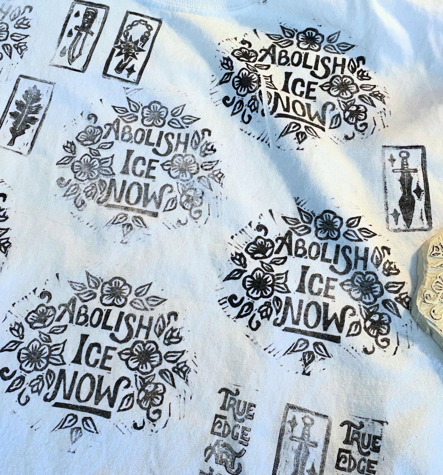 Do not be silent. Do not become complacent. Ice has murdered 9 people so far this year. Contact your representatives. Support mutual aid. I stand with Minneapolis.
🖤
Making printed patches. Abolish ice now!