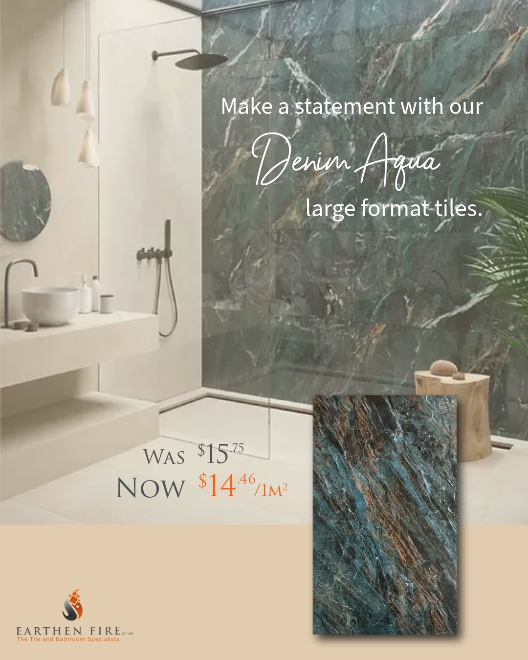 Make a statement that lasts. ✨
Denim Aqua large format tiles bring depth, movement, and natural drama to a space. Their layered tones and expansive format create a seamless, refined finish — ideal for bathrooms designed to feel calm, grounded, and intentional.
A considered choice, now part of our January specials.
📲 https://wa.me/263772204044
#EarthenFire #JanuarySpecials #LargeFormatTiles #BathroomDesign #TimelessInteriors #ConsideredLiving #DesignDetails