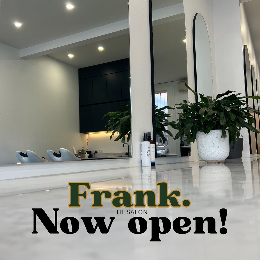 Frank. The salon is officially open!
The kettle is on and the bubbles are cold so come on in and see our beautiful boutique salon 😍
#hairsalon #grandopening #hairstylist #hairdressing #portmelbourne #baystreet #portmelbournesalon #melbournesalon #portmelbournelife #portmelbournebeach #haircut #haircolour #hairstyling #davroe #muk #australian#australianbusiness #smallbusiness #supportlocal #supportsmallbusiness #naturalproducts #vegan #crueltyfree #newsalon