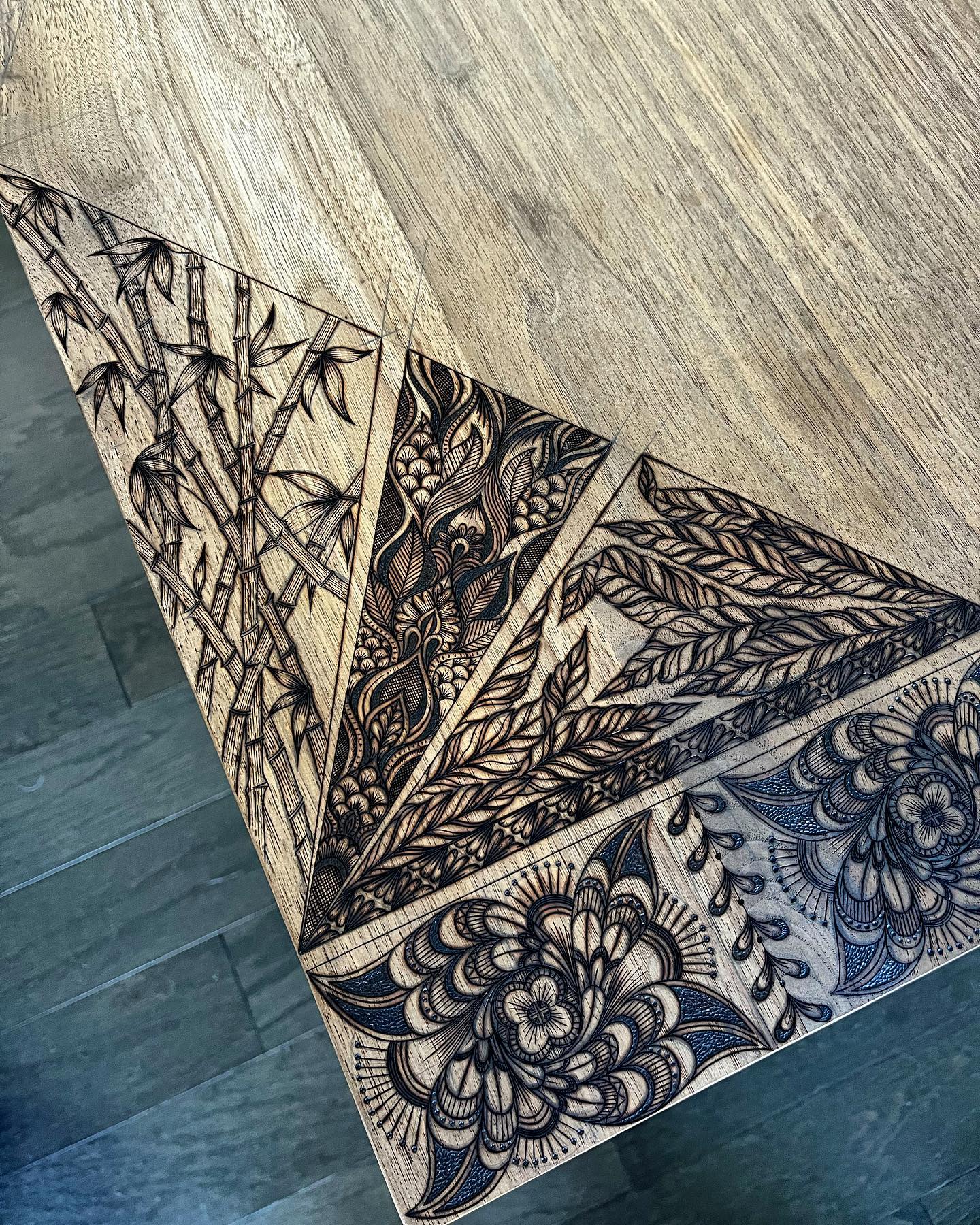 Here’s what’s going on in dining table world 🔮🔥
.
.
.
.
.
.
#kcapurasdesign #pyrography #pyrographyart #pyrographyartist #woodart #woodartist #woodburning #woodburningartist #woodburningart #woodporn #burnedbyhand #freehand #pineapple #botanicalart #woodcraft #originaldesign #oneofakind #femalewoodworker #naturalstyle #homedecor #boho #bohohome #statementpiece #diningtable #customfurniture #artofinstagram #process #michigan #localartist @razertip
