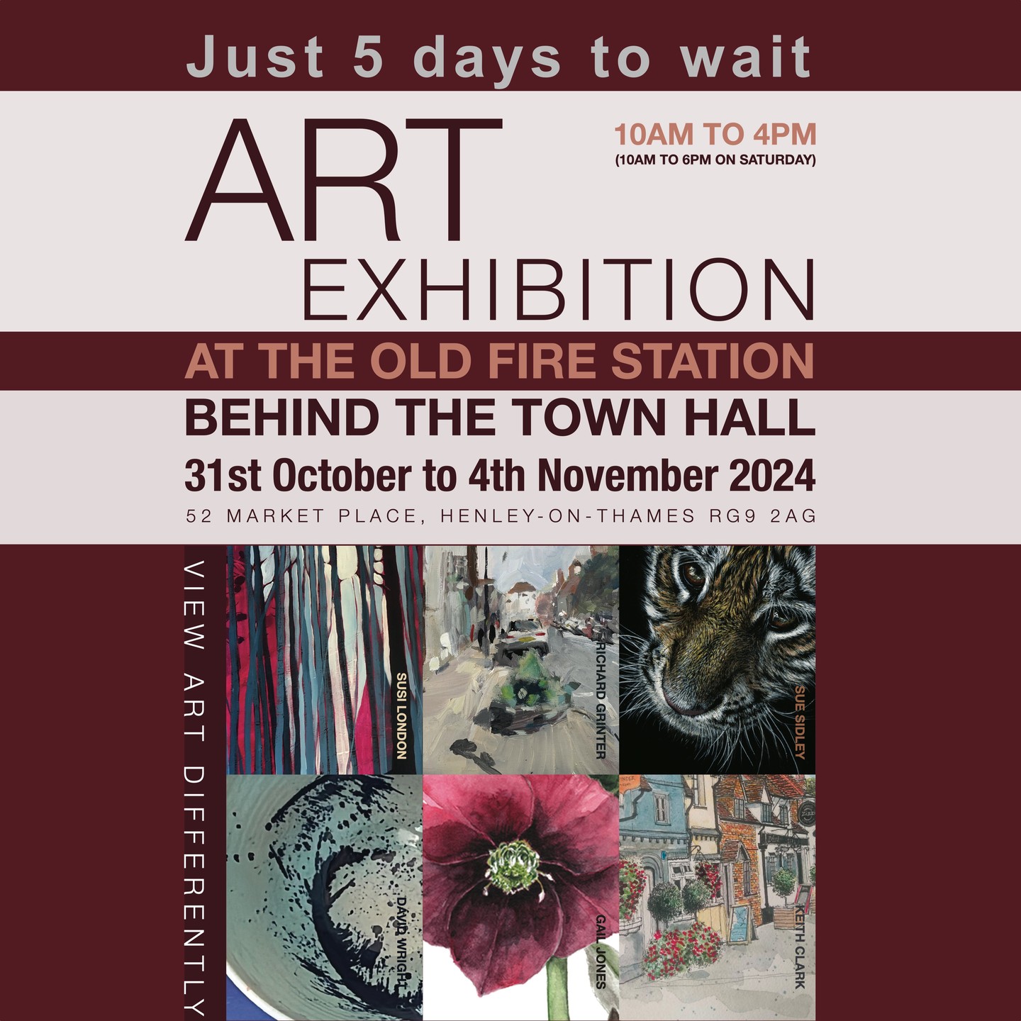 Only 5 more days to wait. Put it in your diary 😊. Artists #kcsketchbook, #gailjonesartist, #suesidleyart, #ddiwceramics, #richard_grinter and #susi_london are all really looking forward to seeing you at their exhibition at #theoldfirestation in #henleyonthames.