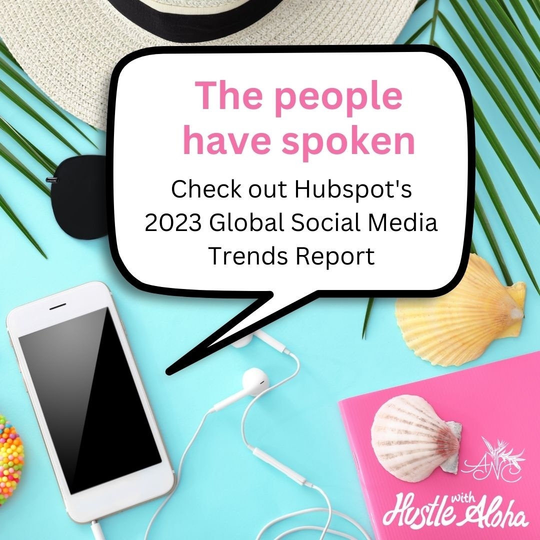 Not sure where to focus social media efforts in marketing your business? First start with brand strategy. A solid brand strategy can help you build a hard-working, high ROI marketing plan for your business. Today, most marketing plans will rely on social media as a piece of the overall media mix. Hubspot's 2023 Global Social Media Trends Report can help companies build out a social media strategy - like which social platforms to be active on, best times to post, content format, and more. Running a small business isn't easy, because owners and leadership have to wear many hats! Hustle With Aloha is on a mission to equip small business owners with resources to help them succeed - and have time leftover to enjoy life! 🤙 🏖️ 💻
https://offers.hubspot.com/social-media-trends-report #socialmediastrategy #DIYmarketing #hustlewithaloha