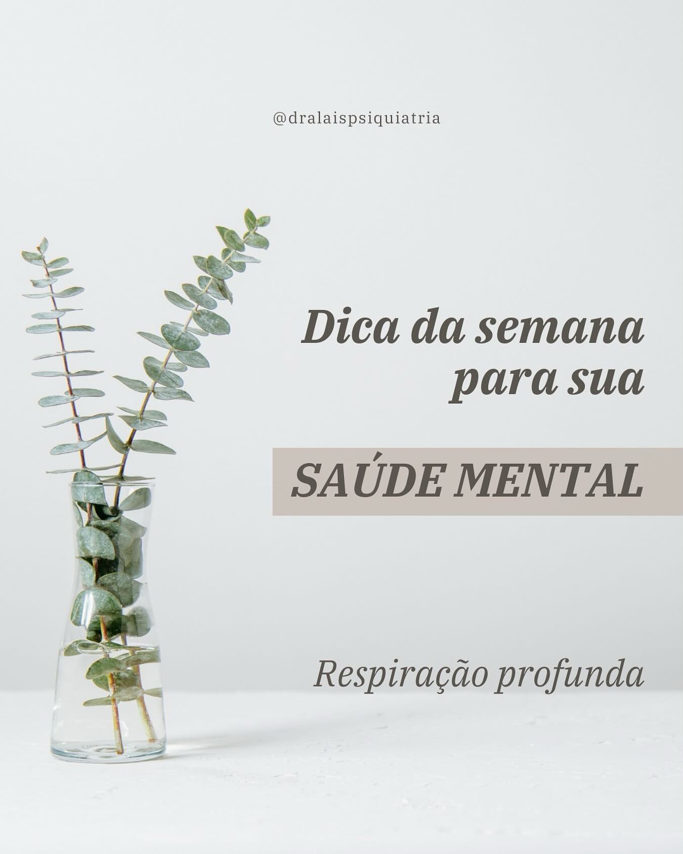 A dica da semana é a técnica de respiração 4-7-8 🌿
Que tal aprender uma arma para aprender a controlar a ansiedade e o nervosismo diário? Trouxe para vocês hoje a respiração 4-7-8.
✨ Como praticar:
1️⃣ Comece por encontrar um lugar tranquilo e confortável para se sentar ou deitar.
2️⃣ Feche suavemente os olhos e concentre-se em sua respiração.
3️⃣ Inspire profundamente pelo nariz contando até 4.
4️⃣ Em seguida, retenha a respiração por 7 segundos.
5️⃣ Finalmente, expire lentamente pela boca contando até 8, esvaziando completamente os pulmões.
🧘♀️ Benefícios da Respiração 4-7-8:
Redução imediata do estresse e da ansiedade.
Ajuda a acalmar a mente agitada e a relaxar o corpo tenso.
Promove uma sensação de tranquilidade e equilíbrio emocional.
Pratique a Respiração 4-7-8 regularmente, sempre que sentir a necessidade de controlar sua saúde mental. Lembre-se de que o poder de se acalmar está sempre ao alcance de sua respiração.
#SaudeMental
#BemEstarEmocional
#CuidadoComAMente
#EquilíbrioInterior
#CuidadoPessoal
#Psiquiatria
