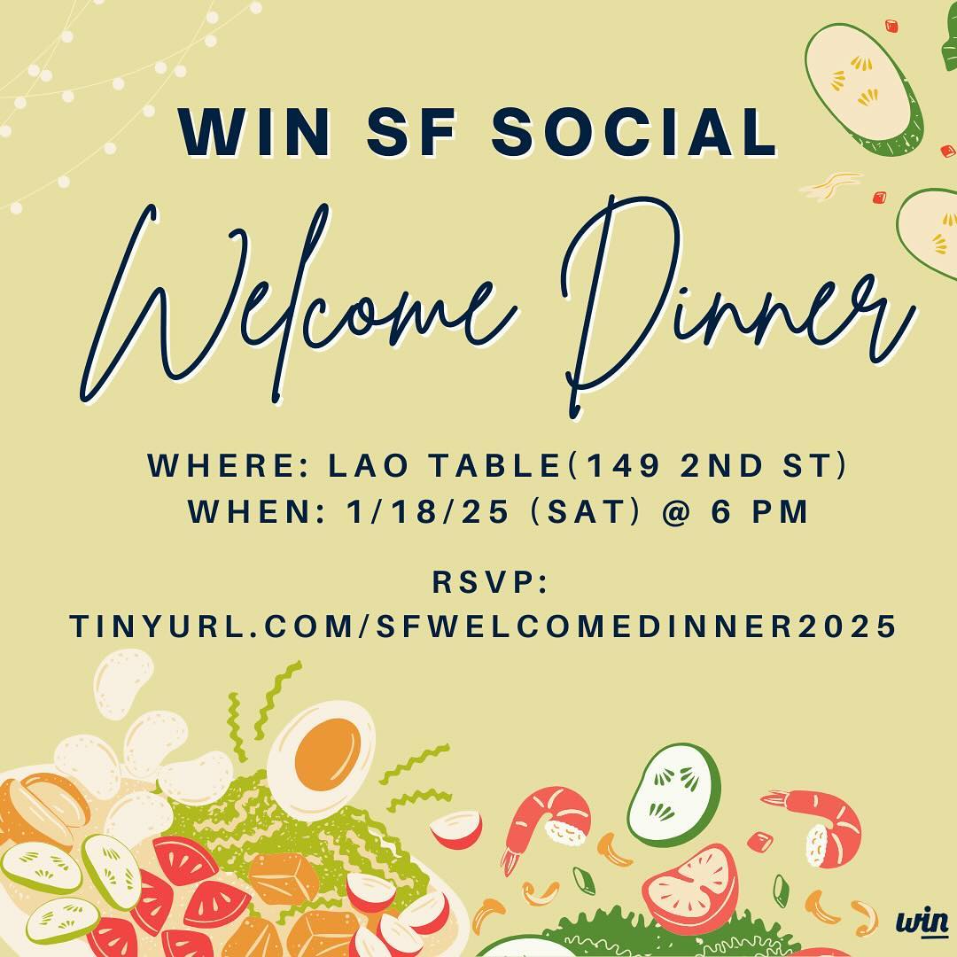 Welcome to Women In Network!
Join us for an evening of connection, inspiration, and good company. This dinner is a chance to meet fellow members, share stories, and celebrate the start of the year with Women In Network.
Location: Lao Table https://maps.app.goo.gl/URQhN9cU2EwYnfsPA
Date: Saturday, January 18, 2025
Time: 6pm
*Please note that meals will be partially subsidized (up to $25 per person)
We can’t wait to welcome you! Please RSVP to save your spot.