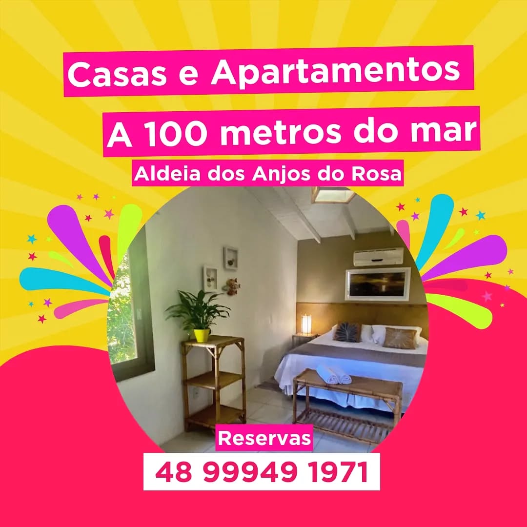 CARNAVAL é na Praia do Rosa, na tranquilidade do Condomínio Aldeia dos Anjos do Rosa.
Casas e Apartamentos Completos em ambiente arborizado, com unidades com varanda, churrasqueira e vista para o mar, conforme a unidade.
Oferecemos:
Serviço de Camareira;
Estacionamento;
Ar condicionado;
Tv e Wi-fi;
300 metros do mar ( no meio da praia).
Vem passar os dias de folia aqui na Aldeia!!
#pousadadorosa #aldeiadosanjosdorosa #vemprorosa #curitiba #paraná #argentina #saopaulo #sc #santacatarina