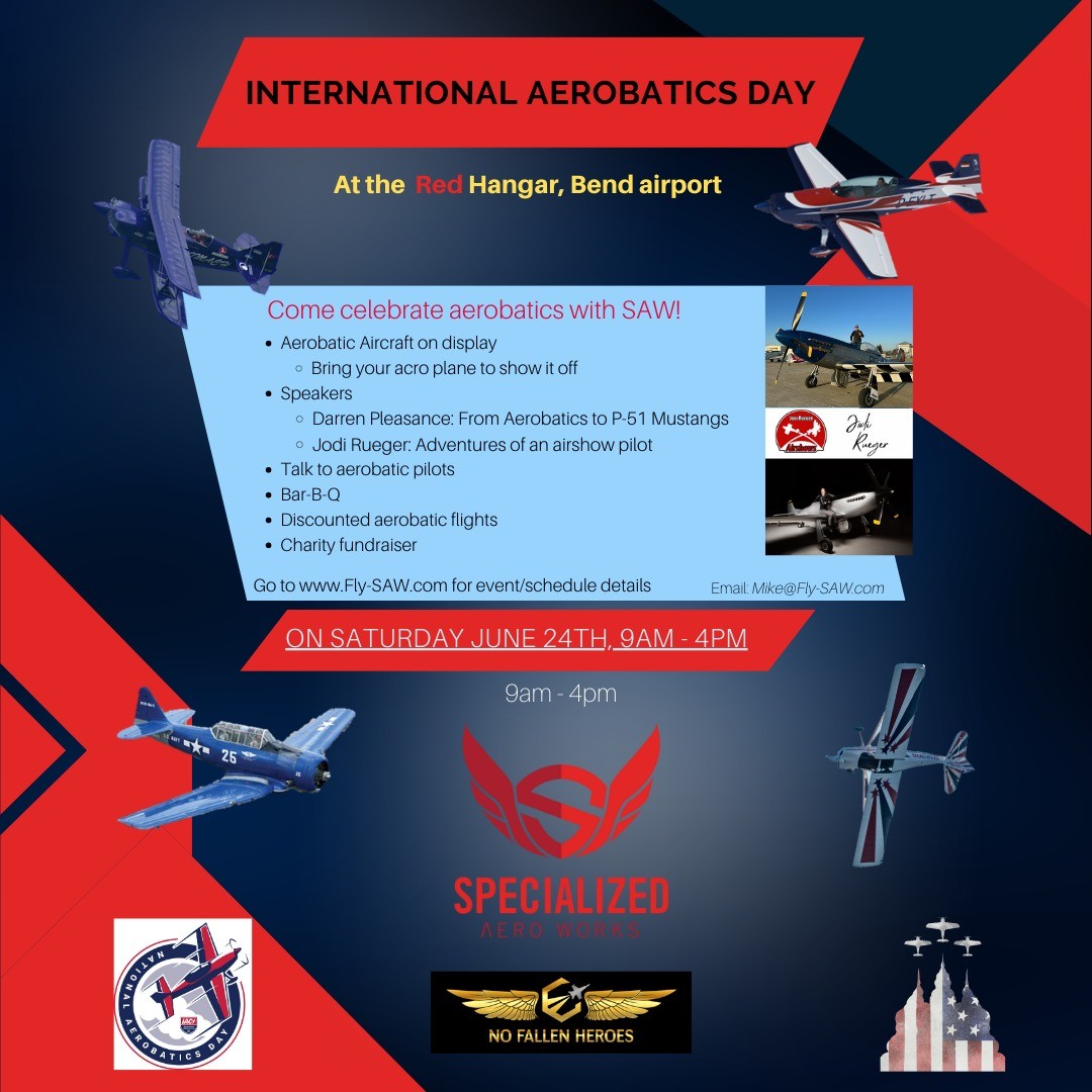 This Saturday is the event! Please let us know if you plan to attend. If you have an aerobatic plane, please bring it to display.