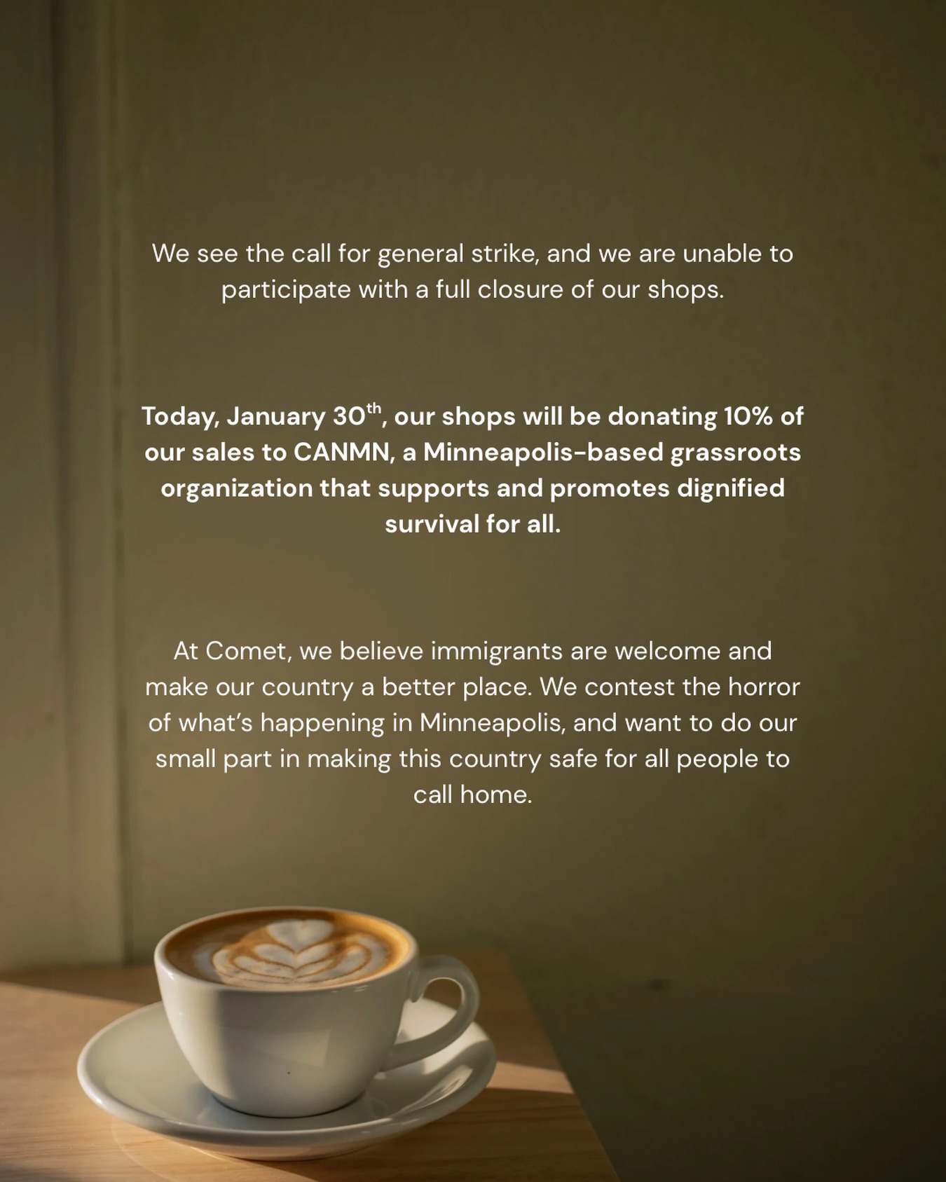 Today, 10% of our shops’ sales will go to CANMN, a Minneapolis based volunteer-led organization. Join us if you can, or visit the link in our bio to read more.