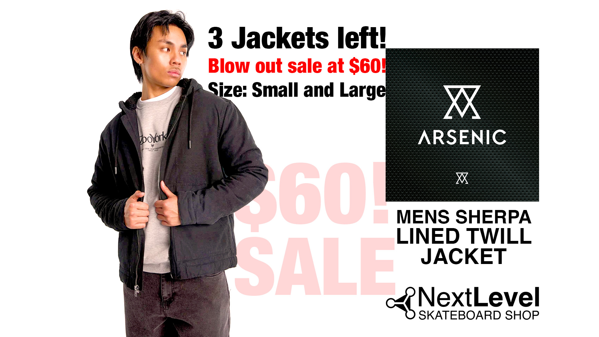 Arsenic Sherpa Jackets 🖤
ONLY 3 LEFT — and they flew when we first dropped them.
Blowout sale: $60 each for the last ones in the shop.
• 2 × Small
• 1 × Large
Once they’re gone, they’re gone.
Available now at Next Level Skateboard Shop.
@nextlevel_skateboards