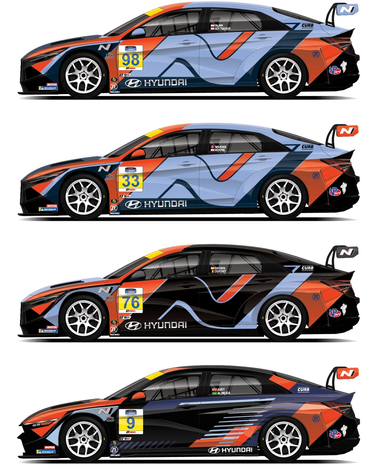 Season 8 – #33 Elantra N TCR
I’m incredibly excited to kick off the 2025 season with Bryan Herta Autosport! This journey has been nothing short of amazing, and I’m confident this next chapter will be our most thrilling yet.
I’m honored to share the car this year with Bryson, who delivered an outstanding performance last season—especially with his incredible drive at the Nürburgring. With race wins and a clear focus on the championship, we’re ready to take on the challenge together.
And how about those new liveries?
Absolutely stunning!
What’s your favorite detail?
The season begins next week at Daytona, and I’m looking forward to catching up with our friends from N Club Florida as we hit the ground running.
Let’s GO!
#HyundaiPerformance