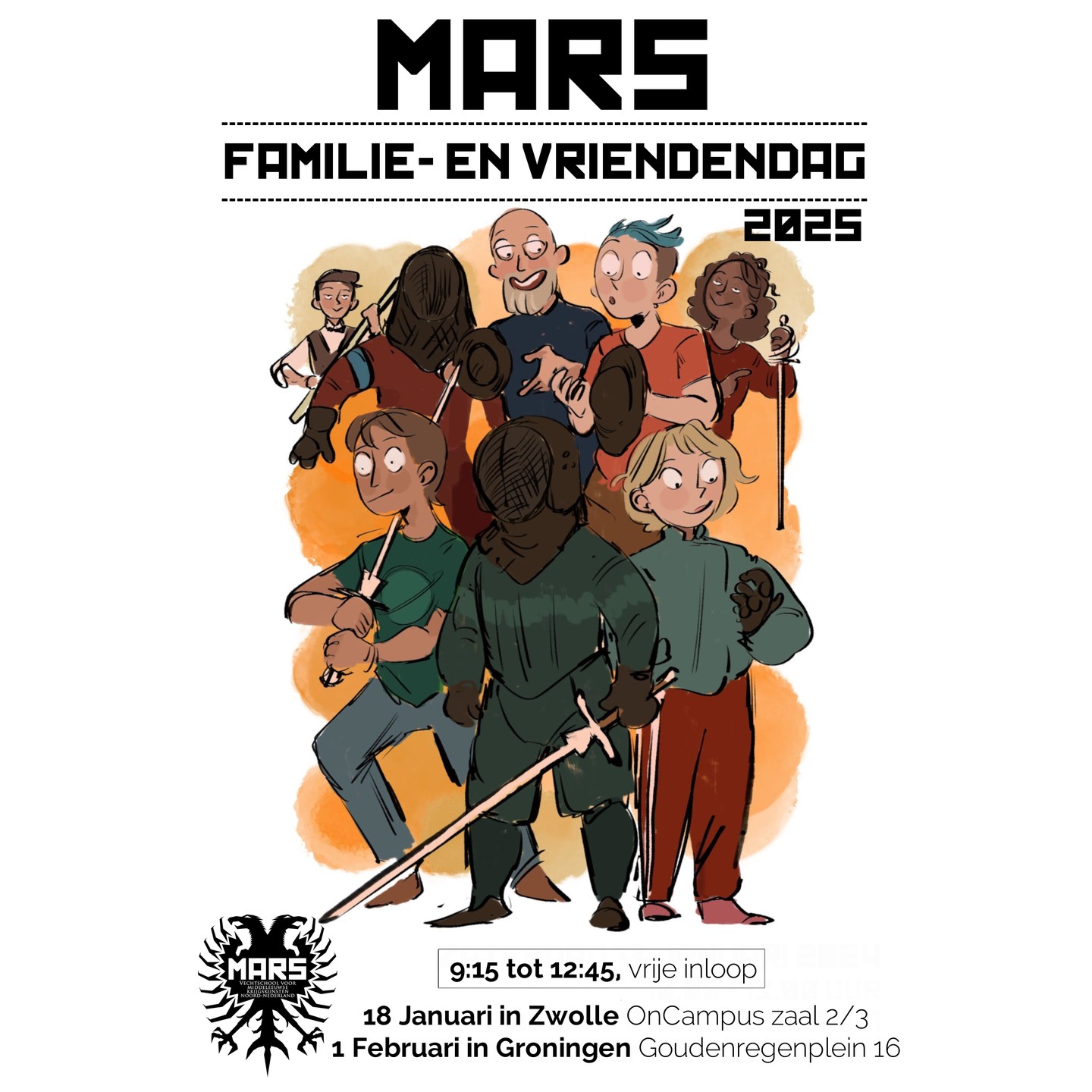 Ons jaarlijkse ontmoetingsmoment komt er weer aan! Kom aankomende 1 februari langs in Groningen om een idee te krijgen van de technieken en manieren die wij leren.
Leden: nodig jullie familie en vrienden uit om een beeld te geven aan onze mooie sport.