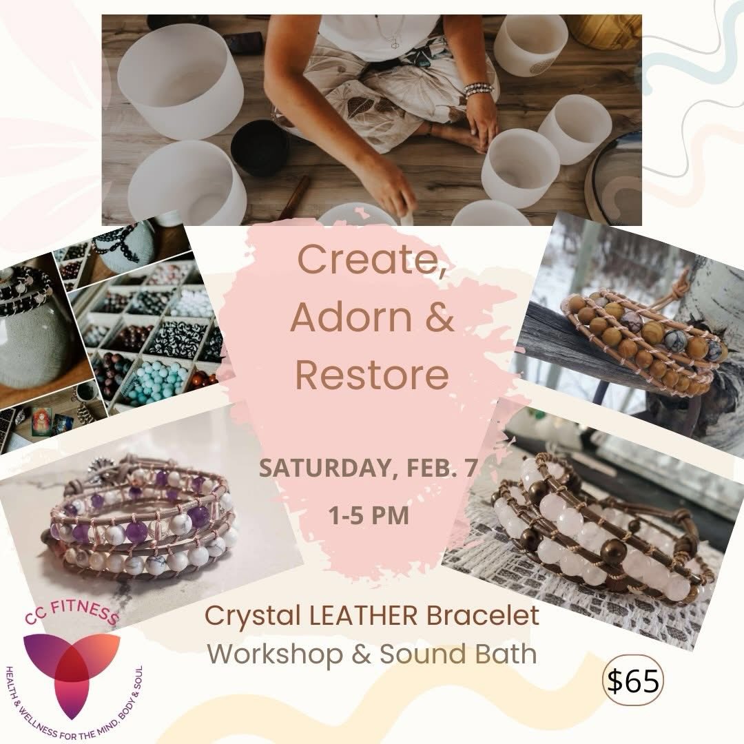 🌿 Create, Adorn & Restore 🌿
Join us for a magical Crystal Leather Bracelet Workshop + Sound Bath with Anitta Jensen!😍
We’ll begin by crafting your own intentional leather bracelet using beautiful healing crystals. Choose the stones that speak to you and create a wearable reminder of your intentions.
Then sink into deep relaxation as we move into a soothing sound bath, allowing crystal bowls and gentle vibrations to melt away tension and elevate your energy.
You’ll leave feeling grounded, inspired, and deeply refreshed.
✨ No experience needed—just bring yourself and an open heart.
📅 Date: Saturday, February 7th, 2026
📍 Location: CC Fitness Studio
⏰ Time: 1 - 5 PM
💎 All materials provided | No experience needed
✨ Craft with purpose. Adorn with energy. Restore your spirit. ✨
👉Book your spot today as spaces are LIMITED! You can message us or book on the Glofox App.
Go to the Glofox App on your phone or web portal at this link: https://app.glofox.com/portal/?fbclid=IwY2xjawNmfrNleHRuA2FlbQIxMABicmlkETFwZmFKQ081c1I2elhQQXFVAR7-Fneo9vDKt_CN0lxmeHxbzRCGUAdonZzqVcekm0OLilaNxdjYB19R7e4Byw_aem_voM4lBAGsPwBdPR8uQbKEQ#/branch/63f8e2edc1bbca5659050088/memberships
#CreateAdornRestore #SoundBath #MindfulMaking #IntentionalLiving HealingVibrations WellnessEvent EnergyHealing SelfCare