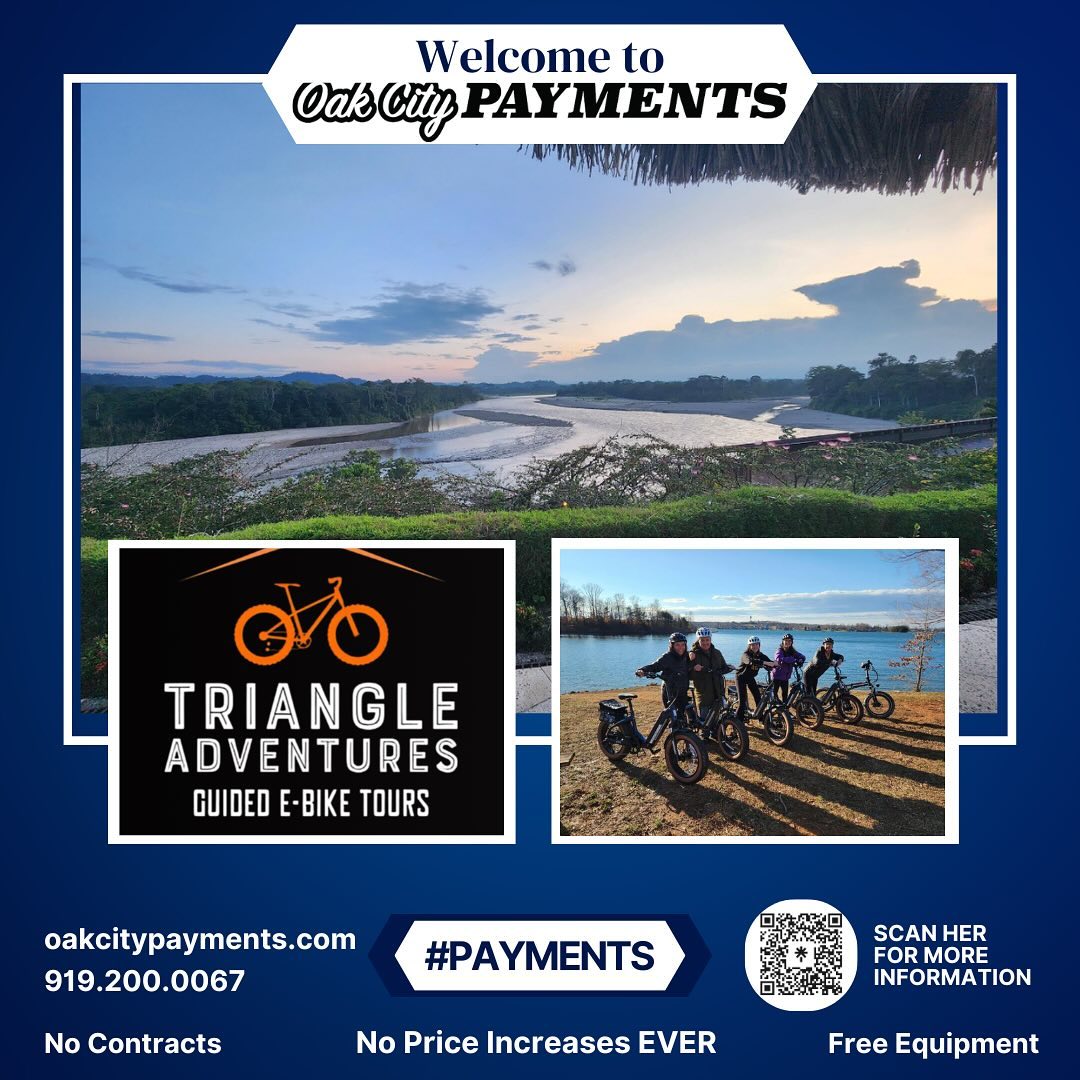 We’re thrilled to welcome @triangleadventures to the Oak City Payments family! They are the first E-bike touring company in the triangle area. There are several options for tours to choose from for fun adventures! Check out their website and choose your adventure!