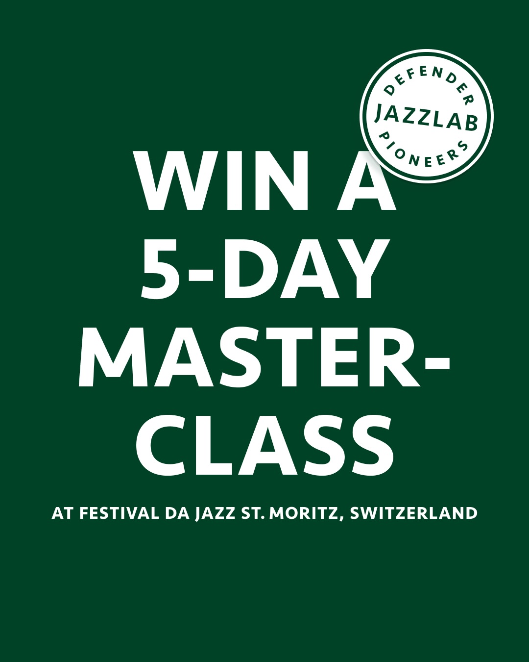 The #JazzLab, now called the @DEFENDER JAZZLAB-PIONEERS, has been given a makeover and is back as bold as ever.
Apply now for the fabulous masterclass run by @festivaldajazz @stmoritz, which comes with some great rewards and prize money.
This year’s mentors are @camillebertault (vocals), @luisperdomojazz (piano), @peterslavovbass and @kikofreitas (drums).
For information about the programme 2026 and the application process, see the link in the bio or go to festivaldajazz.ch.
See you in July 😎