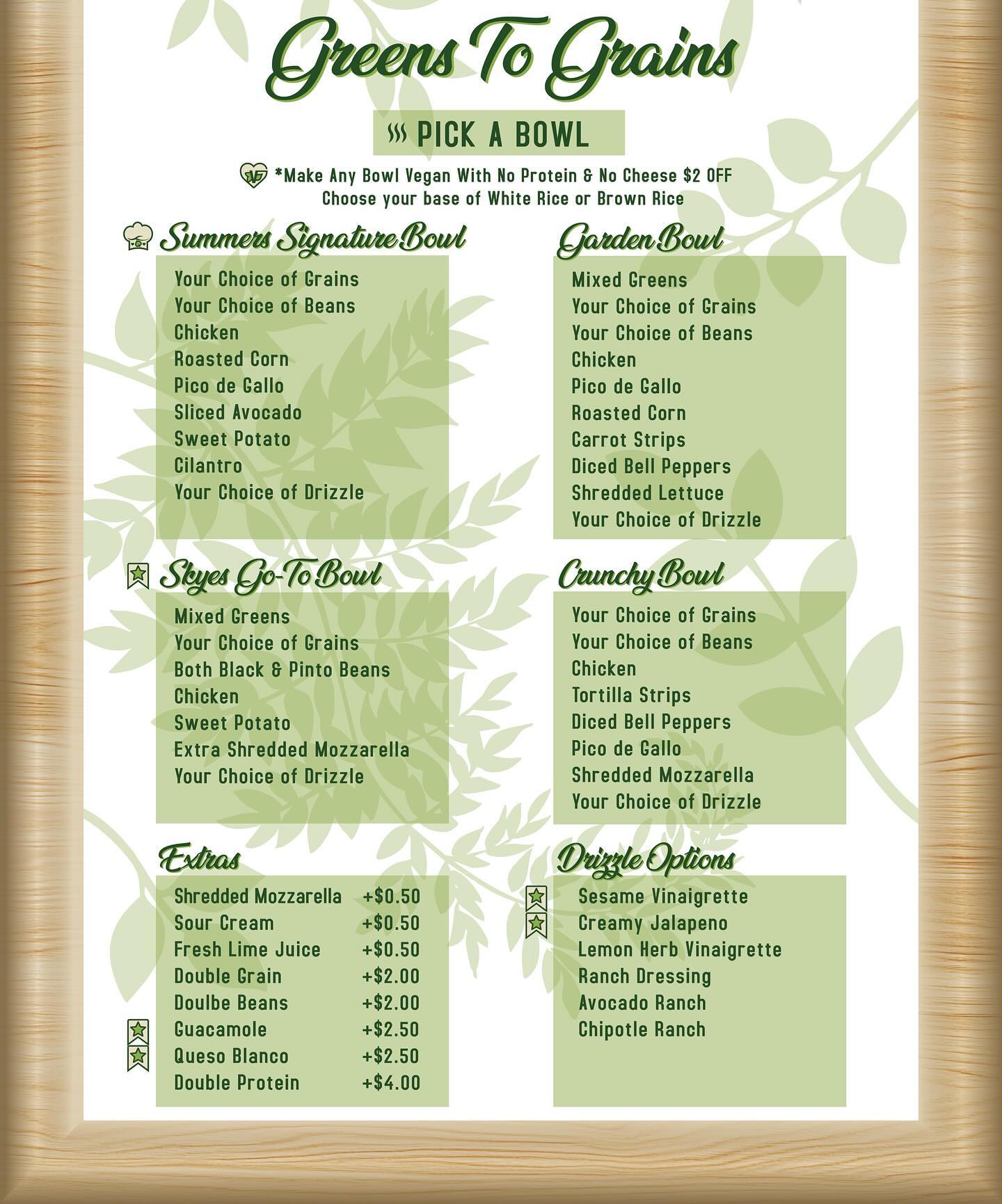 🥗From Greens to Grains!🍚
📣We are NOW serving delicious hot bowls! Come choose and create from one of our 4 options:
•Summers Signature Bowl
•Skyes Go-To Bowl
•Garden Bowl
•Crunchy Bowl
🌱Make any bowl Vegan with no chicken or cheese for $2 off!
@thefieldhousetexas @crossovertexas
#summerblends #summerblendscafe #greenstograins #heathiswealth #healthy #healthyfood #healthyliving #fresh #gourmet #thefieldhouse #thecrossover #delicious #hot #rice #chicken #bowl #guac #queso #picodegallo #whiterice #brownrice