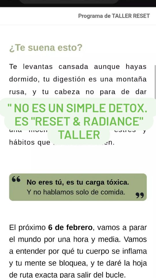 Esto es un reset epigenético para personas activas que necesitan energía? Sostenida digestión, ligera y mente clara sin extremos.
En este taller veremos:
Apoyo real a hígado e intestino
Microbiota y nube mental
Cortisol y antojos
Sueño que repara
Bach. Cooking de 60 minutos
Respiración y control del estrés
Reserva tu plaza, escribe reset por DM y no te lo pierdas!
#bienestar #reinicio #EnergíaVital #DigestiónSaludable #menteycuerposanos