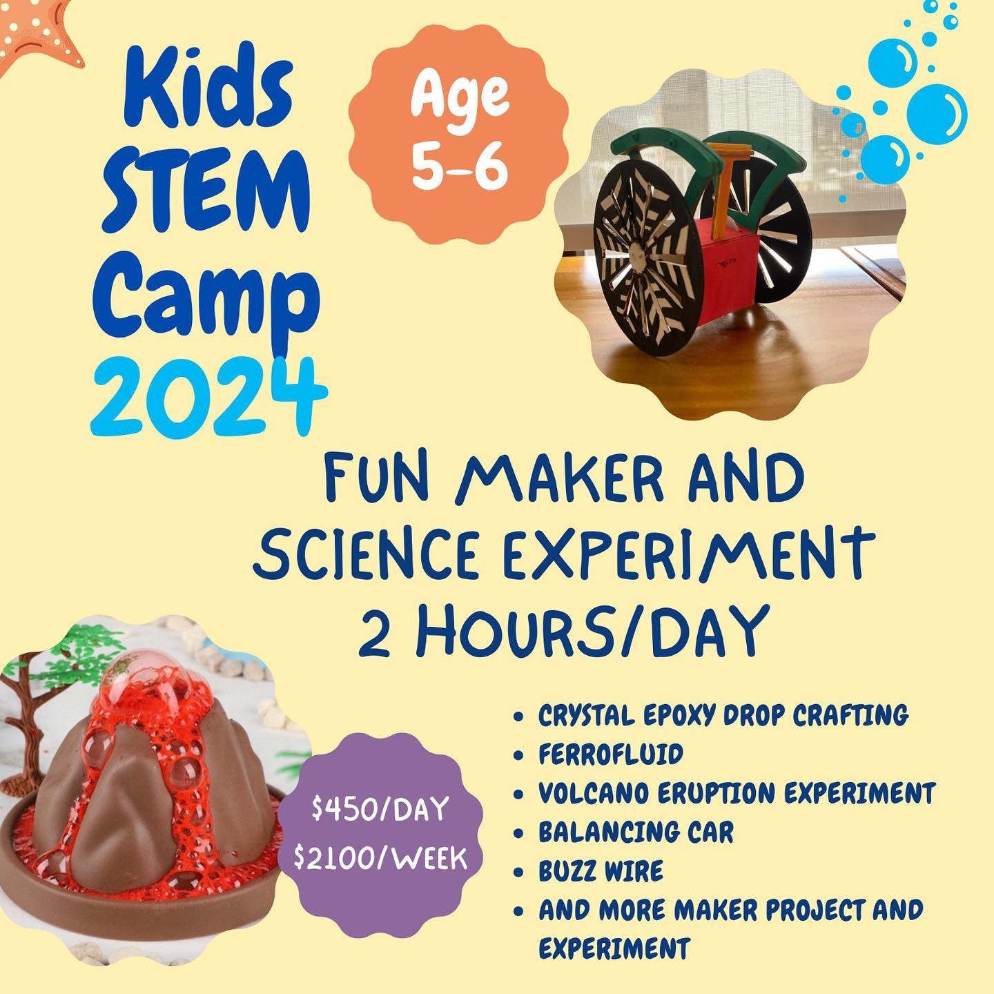 🌟 Maker and Science Experiment Camp! 🛠️🔬
📍 Location: Wong Chuk Hang
👧🏻👦🏻Age Group: 5-6 Years Old
🕒 Duration: 2 hours per day, for 5 days
👫 Class Size: Maximum 8 kids
💸 Special Discounts:
$200 off for bringing a new friend
Happy Together: Group of 4 kids, only $1800 each
Maker Projects:
Floating Ball Machine 🌪️
Electrical Train 🚂
Buzz Wire 🔊
Secret Box 🗝️
Balancing Car 🚗
Science Experiments:
Sink or Float 🌊
Ferrofluid 🖤
Mini Volcano 🌋
Simple Circuit 🔗
Crystal Epoxy Drop Crafting 💎
Nature Water Filter 🌿
📣 Enroll now and enjoy a discount this summer holiday!
For registration and more details, please inbox us or WhatsApp: 97237384
#SummerCamp #MakerCamp #ScienceExperiments #KidsActivities #LearningIsFun #CreativeKids #STEMEducation #WongChukHang #SummerFun #InventorsInTraining #YoungScientists #DiscountAlert #EnrollNow #harukiroboticslab #groupclass #privateclass