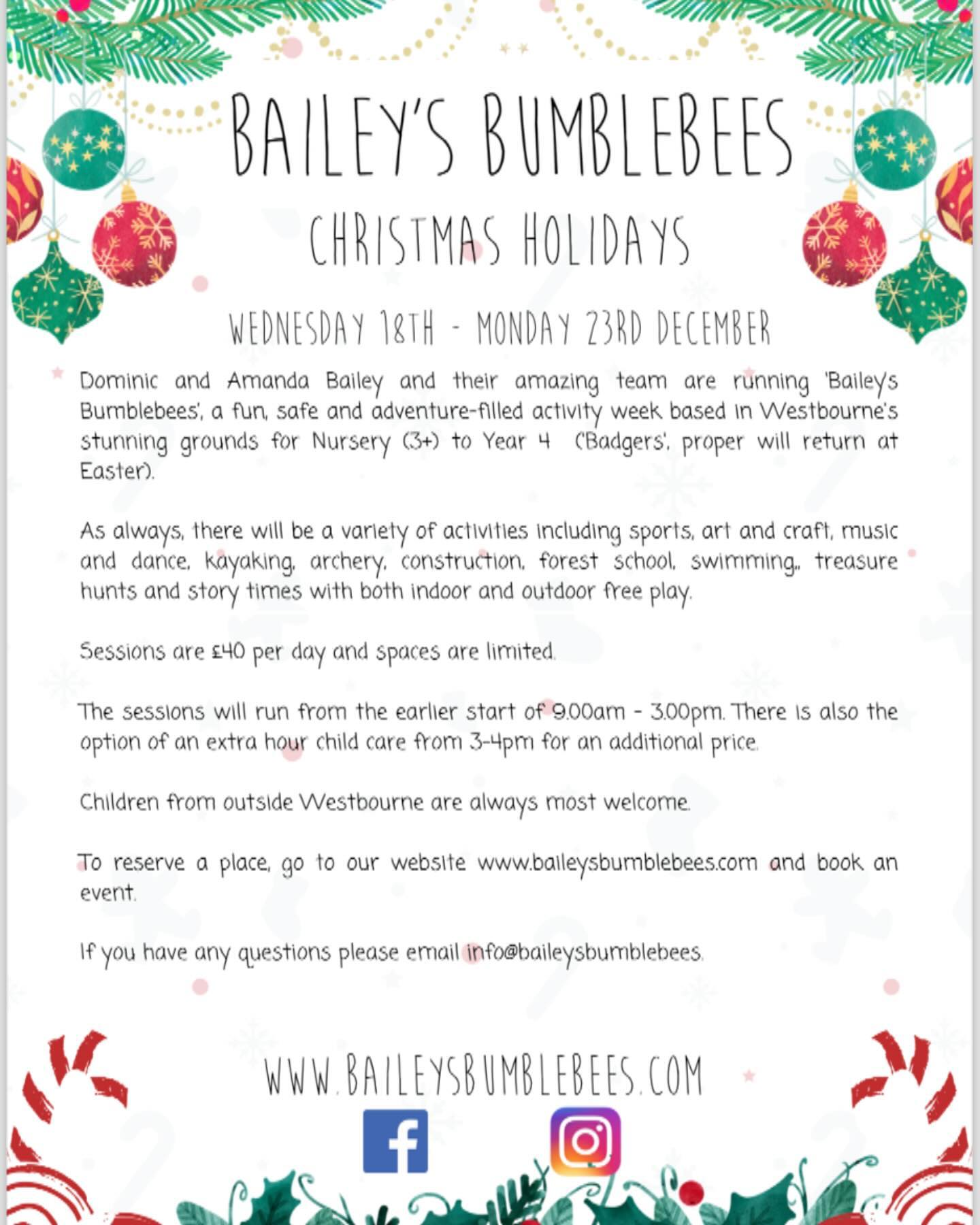 Booking open for the Christmas week. Wednesday 18th - Monday 23rd December.