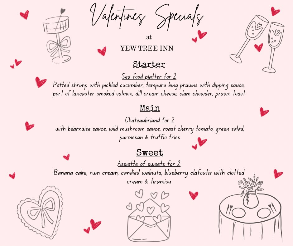 🥰 Treat your special someone this Valentine’s Day 🥰
Specials will be served on Friday 13th from 5pm, and all day Saturday!
To book a table, click the link in our bio, or call us in 01257 480344 🩷
#valentinesmeal #placestogoonvalentines #countrypub #valentinesday