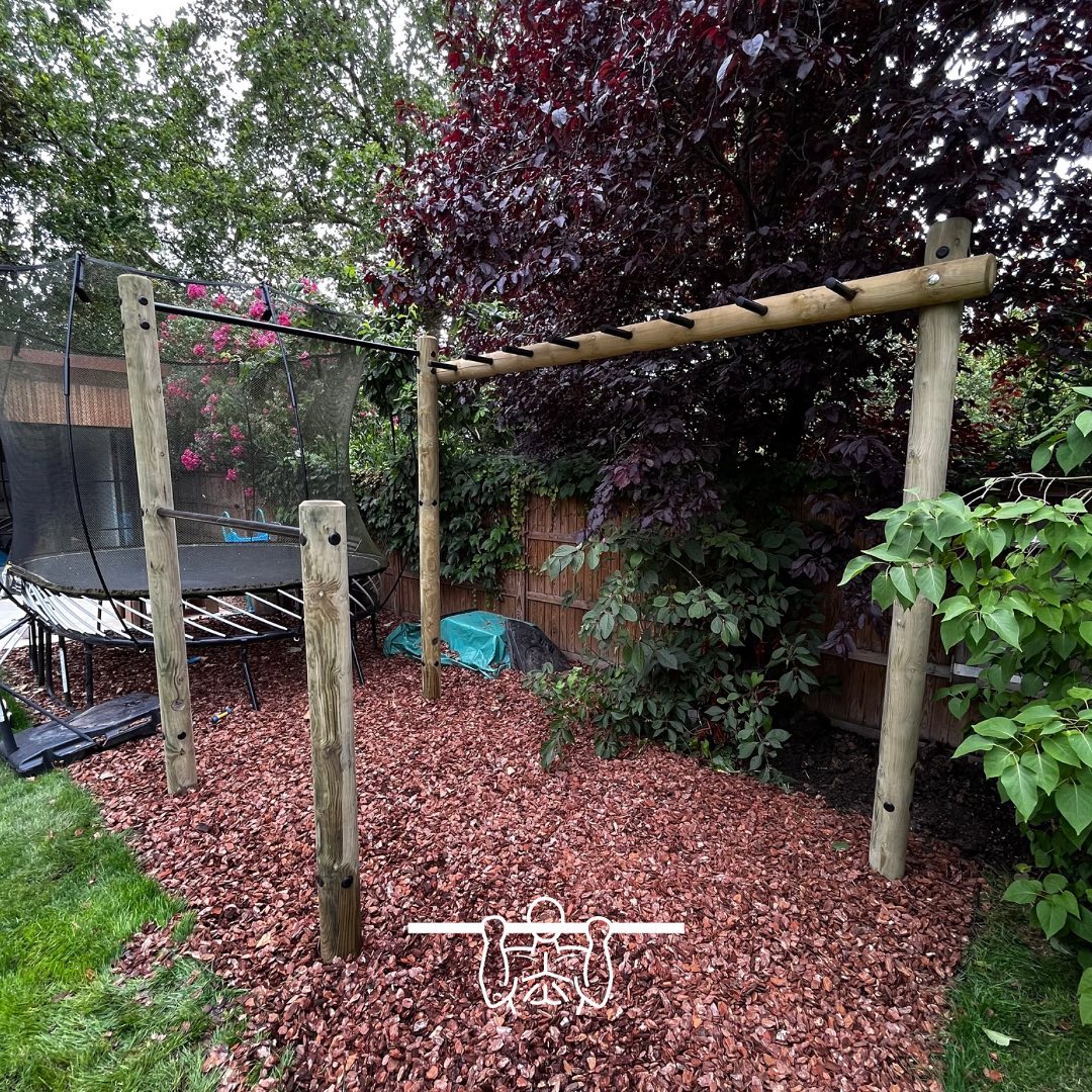 Our garden gyms are the perfect upgrade from climbing frames and playhouses, our monkey bars, pull up bars and gymnastic bars combine fun and exercise for growing families #gymnastics #monkeybars #gardengym #outdoorplay