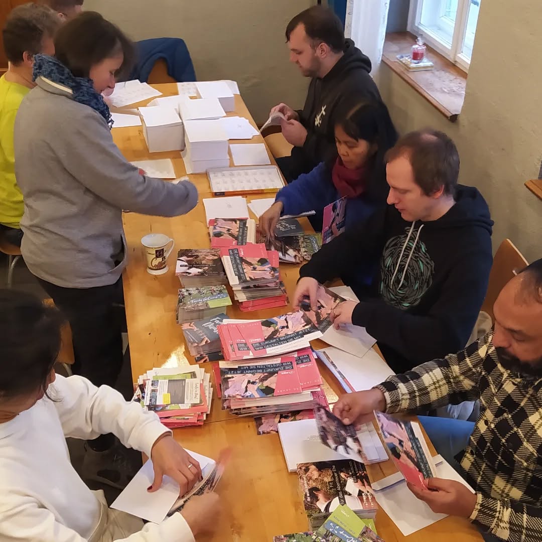 Stuffing newsletters...