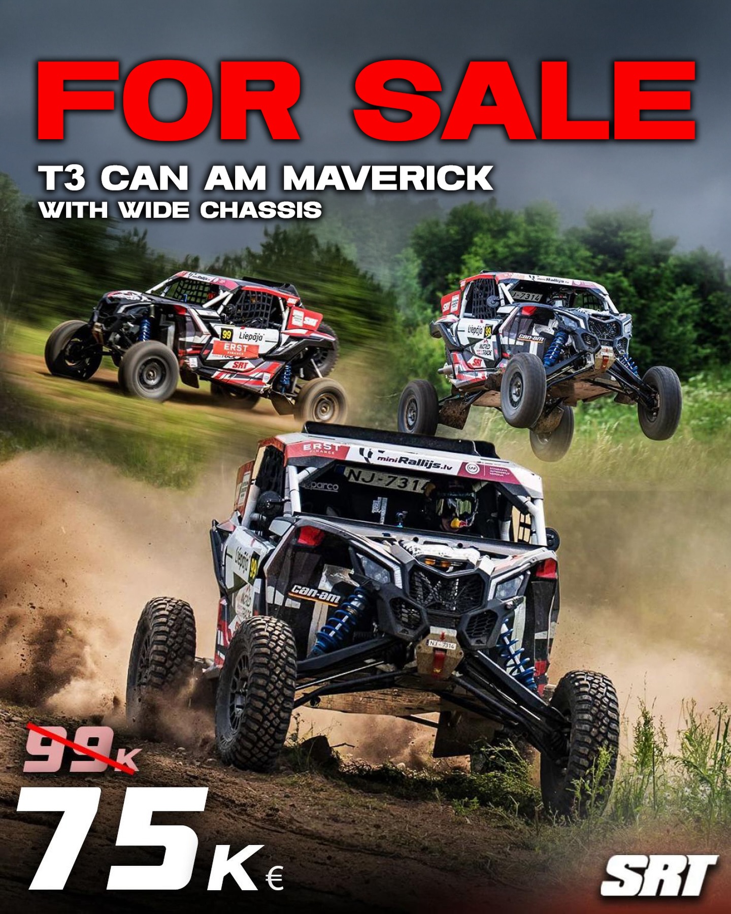FOR SALE - Can-Am Maverick South Racing Spec with SRT Upgrades 💪
The off-road Cam-Am is fully rebuilt and with wide chassis, race-ready to compete in T3 class!
▫️FIA Technical Passport included
📧 For information regarding technical specifications, please reach out via rallyraid@srt.lv
#SRT #SportsRacingTechnologies #SuspensionLaboratory #CanAmMaverick