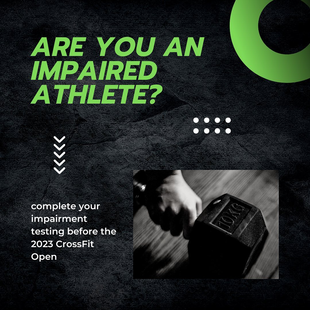If you are one of the many amazing impaired athletes about to compete in the CrossFit Open, don’t forget to complete your impairment testing before the season starts!
Most athletes will need to submit impairment testing, performed by a physician or physical therapist. All forms and instructions can be found on the CrossFit website.
Contact us today to schedule your testing
#physicaltherapy #athletictraining #allbodiesarestrongbodies #crossfit #crossfitopen #adaptiveathlete #adaptivecrossfit #manchesternh