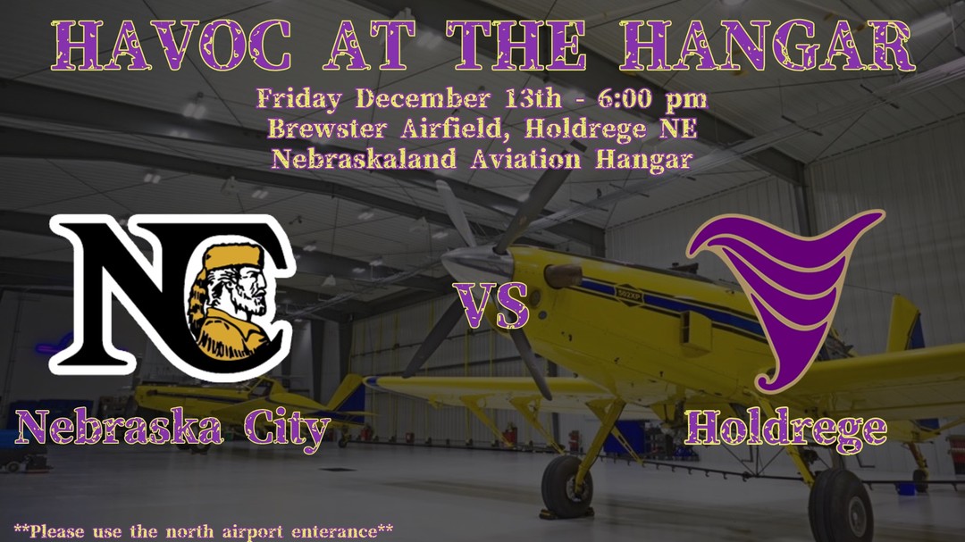 Wrestling inside an airplane hangar? That's gotta be a first for Nebraska HS Wrestling! Come join us next Friday night as we host Nebraska City
At the Nebraskaland Aviation Hangar!
Wrestling starts at 6pm!
Please use the North Entrance!