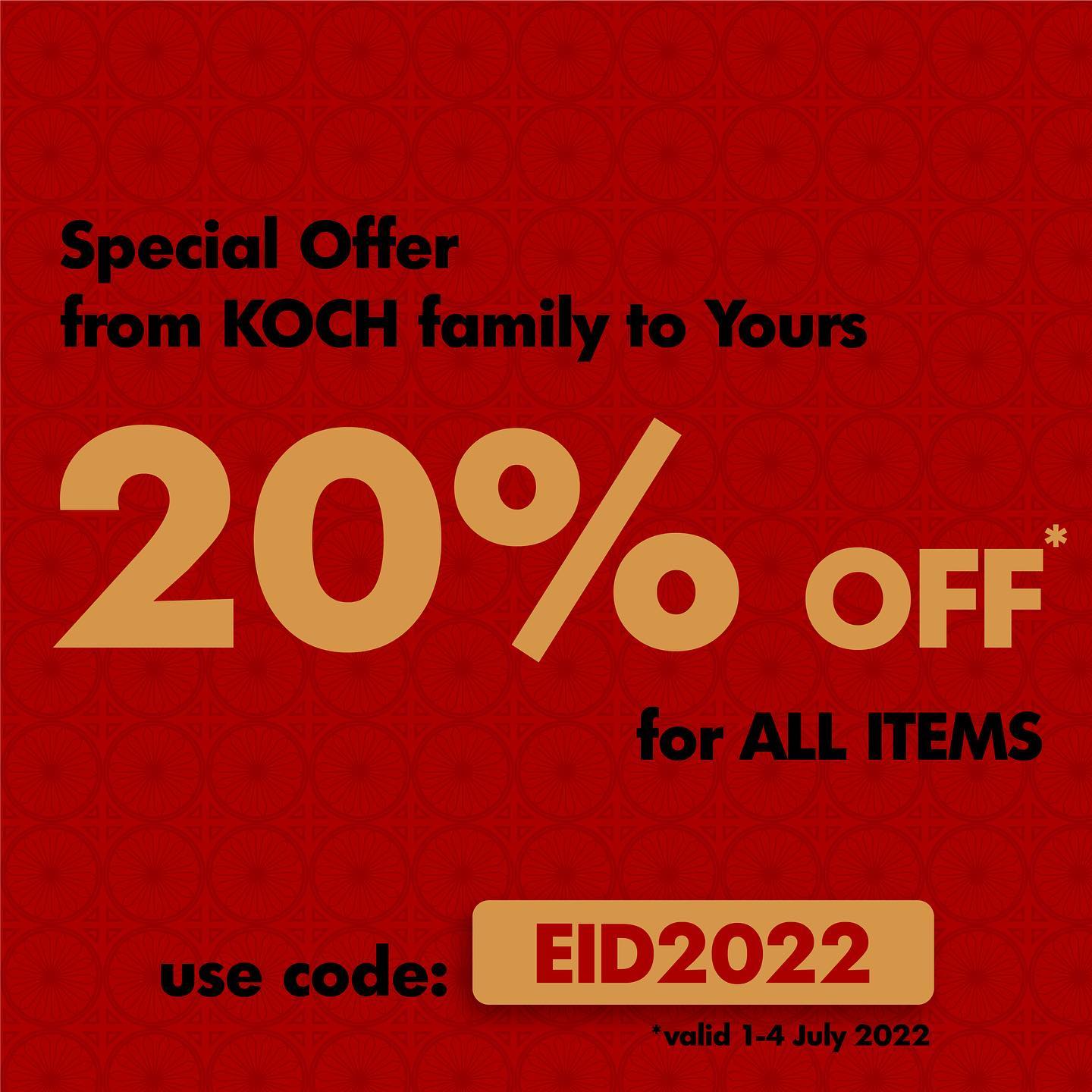 Dear our valuable customers,
Eid-Al-Adha Mubarak in advance.
Special from our KOCH family to yours we decided to give Offer - 20% OFF for ALL our items for EID!
SHOP NOW
www.kochuae.com
Coupon code: EID2022
Hurry up, offer valid 1-4 July 2022
#koch #eidaladha #eid #offer #20%off #sunflowerseeds #nuts #dates #snacks #food #foodie #snack #yummy #instafood #foodstagram #snacktime #delicious #healthyfood #foodlover #tasty #foodies #sweets #healthy #foodiesofinstagram #healthysnacks #love #instagood #healthylifestyle #uae #2022