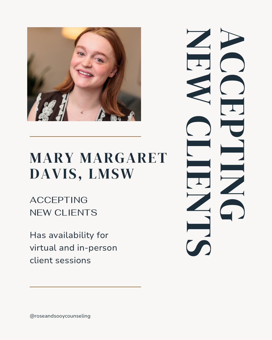 A note from Mary Margaret: âMy approach is trauma-informed and deeply compassionate, focusing on self-empowerment as we gently explore the connection between your mind and body. I am a queer identifying clinician who affirms all identities, expressions, and sexualities. I would be honored to get to know you!â
To book a free phone consultation with Mary Margaret, visit our website linked in our bio.
#traumatherapist #lgbtqiatherapist #substancerecovery #attachmenttrauma #neurodivergentaffirming