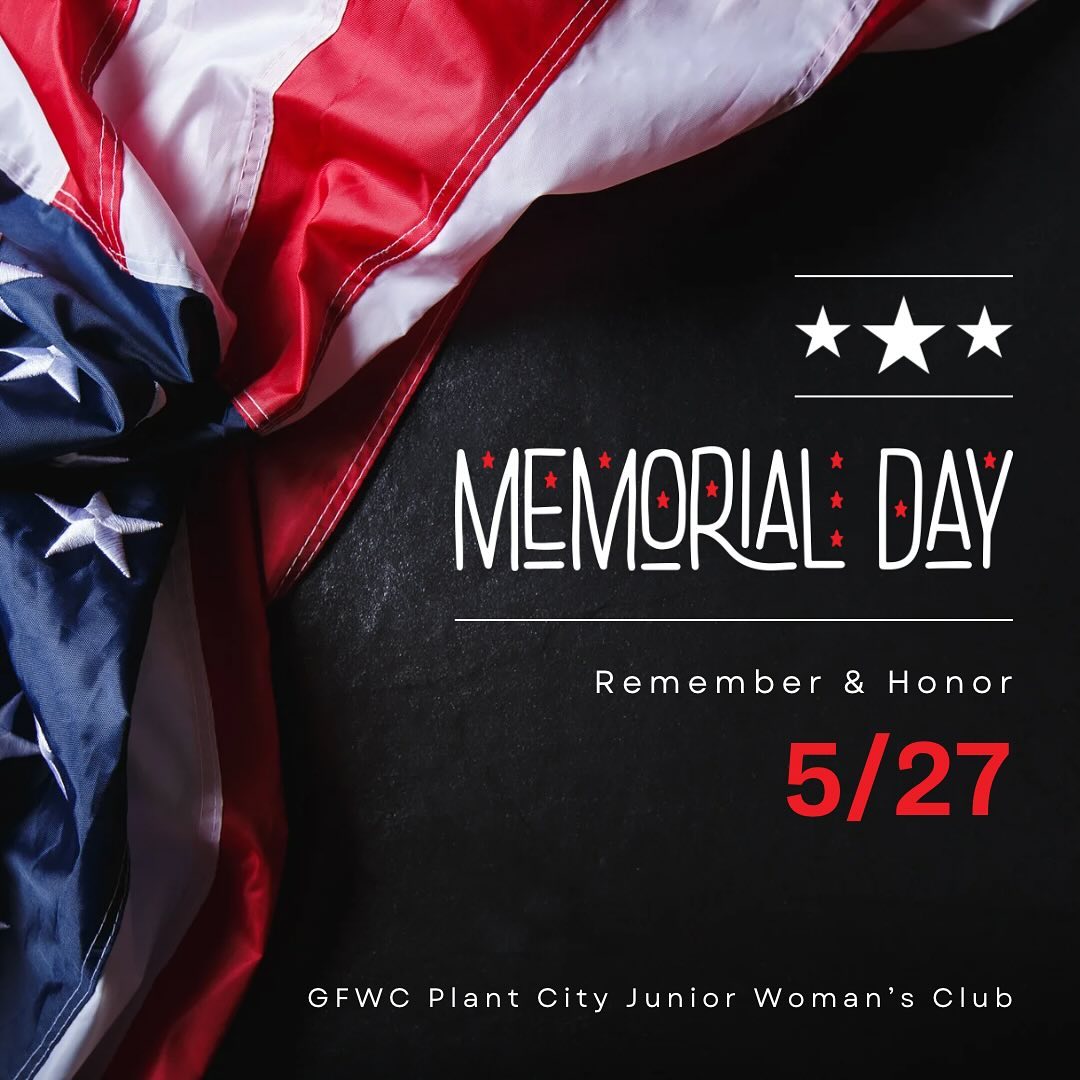 On this Memorial Day, remember and honor those who have fallen in the line of duty. ❤️🤍💙 #gfwcplantcityjuniorwomansclub
#gfwcplantcityjuniors #gfwc #pcjuniors #plantcity