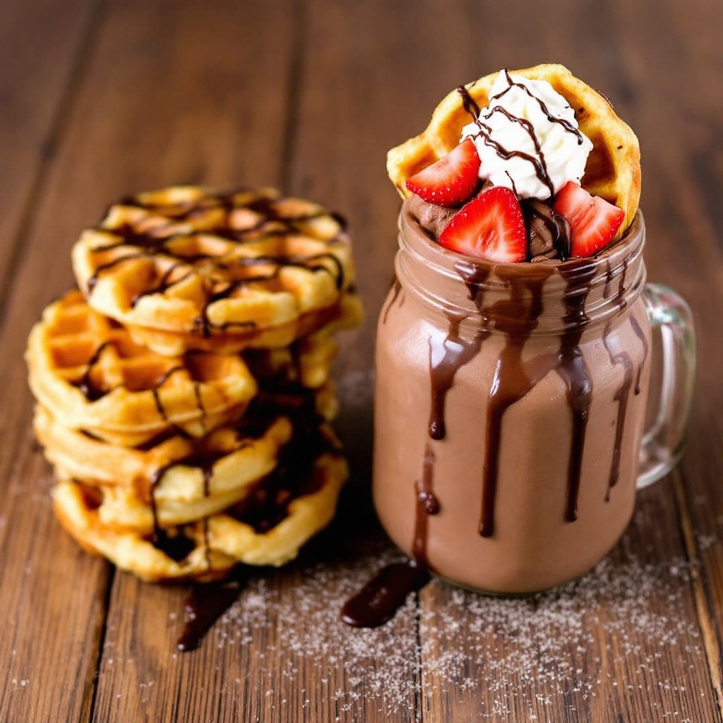 Why should milkshakes have all the fun? ๐ Transform your dessert game with our delightful waffle creations. If this isn't already on your menu, it's a sign! #DessertDreams #WaffleMagic