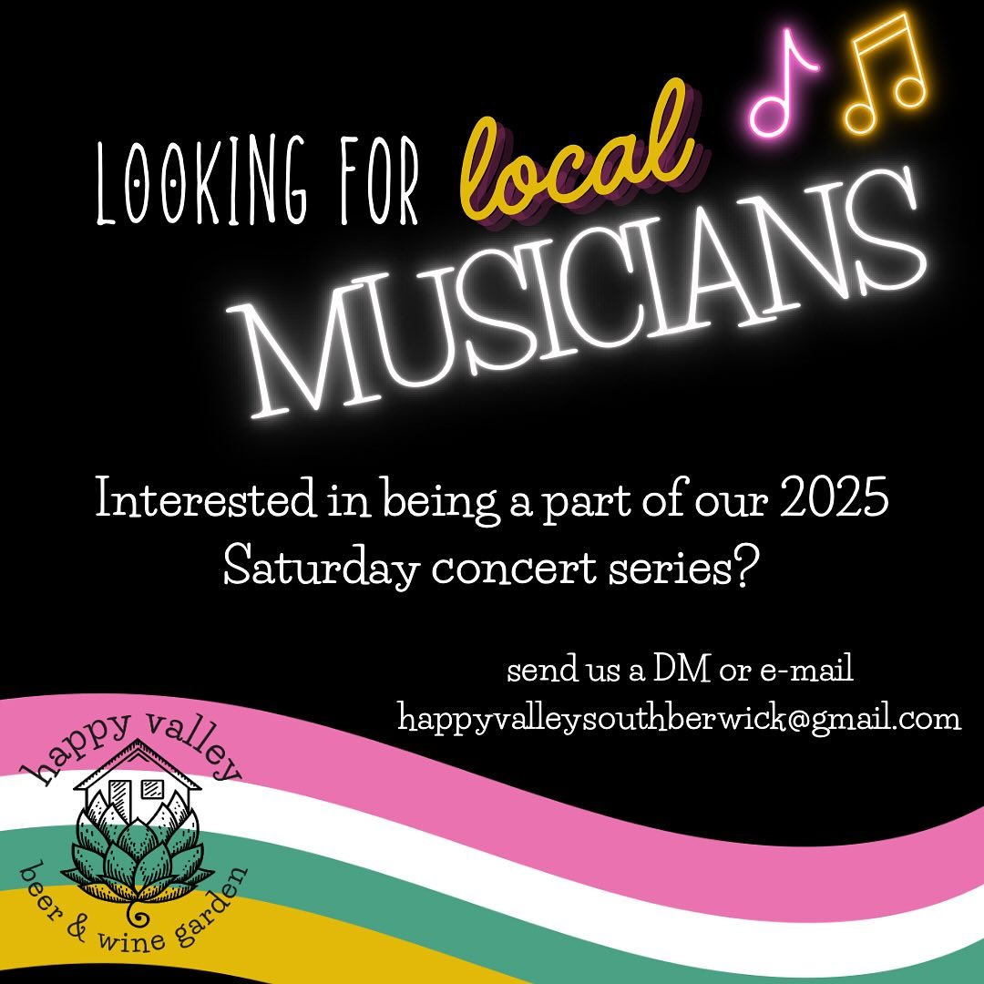 Itâs 2025! And we are already booking local entertainment for this seasonâs upcoming Saturday night concert series. Live music comin atcha from Happy Valley ALL. SEASON. LONG.
If youâre a local musician, send us a message.
If you know one, send them this post!
#happyvalley #southberwickmaine #somersworthnh #portsmouth #locallivemusic #smallbusinesssupport #beergarden #drinkoutside #portlandmaine #boston #craftbeer
