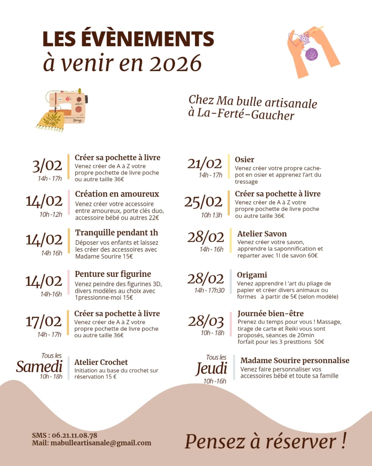 🚨 on a fait le plein d'activités pour février ! Seul ou en amoureux ❤️ venir profiter d'un moment convivial et créatif !
Réservation à la boutique ou par SMS 😊
Si vous avez besoin de plus d'informations n'hésitez pas ✏️
#calendrier #activité #atelierdecouverte #activiteenfant #ateliercreatif